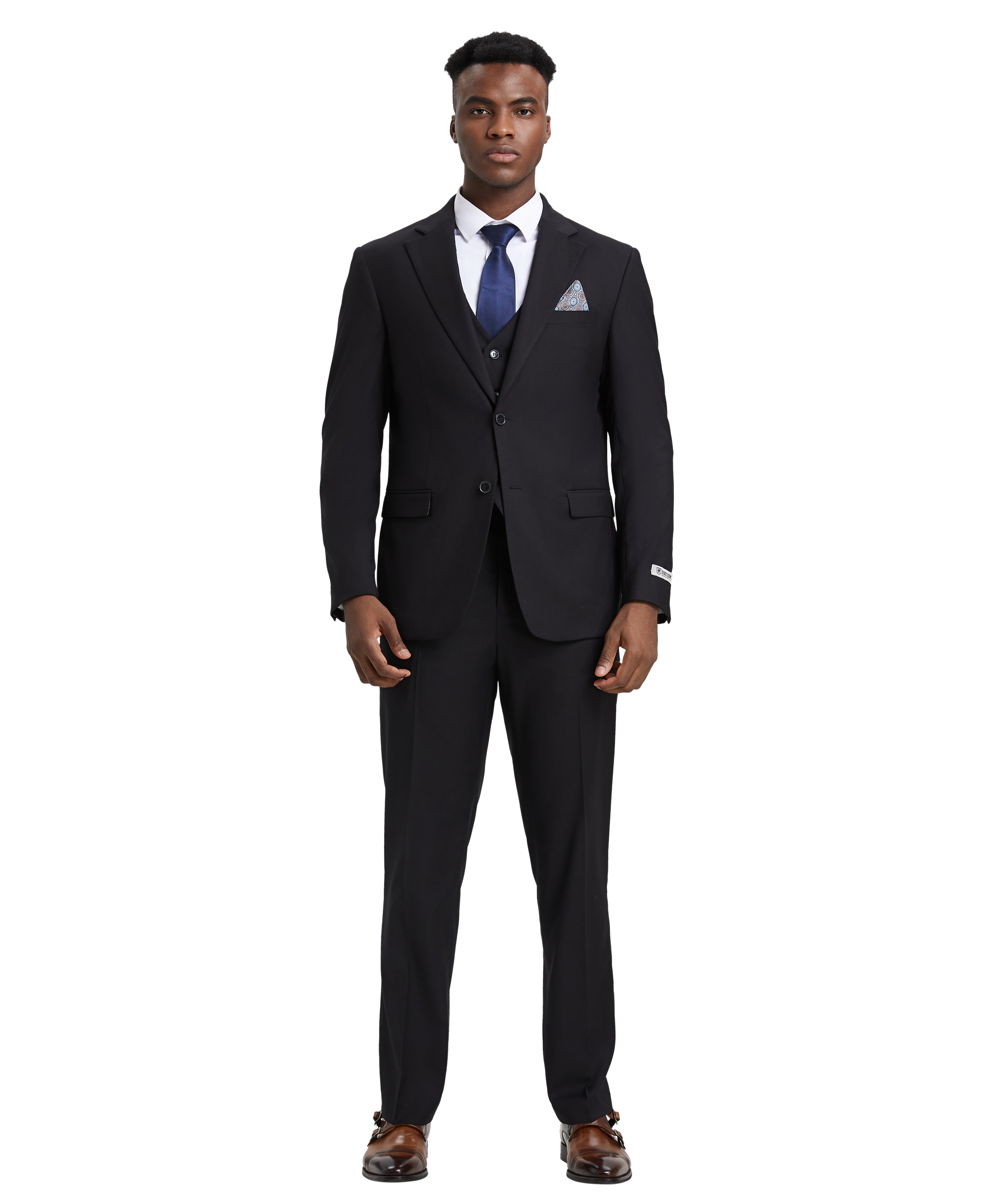 Stacy Adams Hybrid-Fit Vested Suit, Solid Black