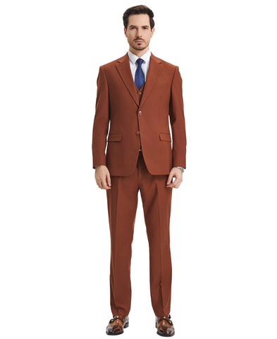 Stacy Adams Hybrid-Fit Vested Suit, Terracotta Brown
