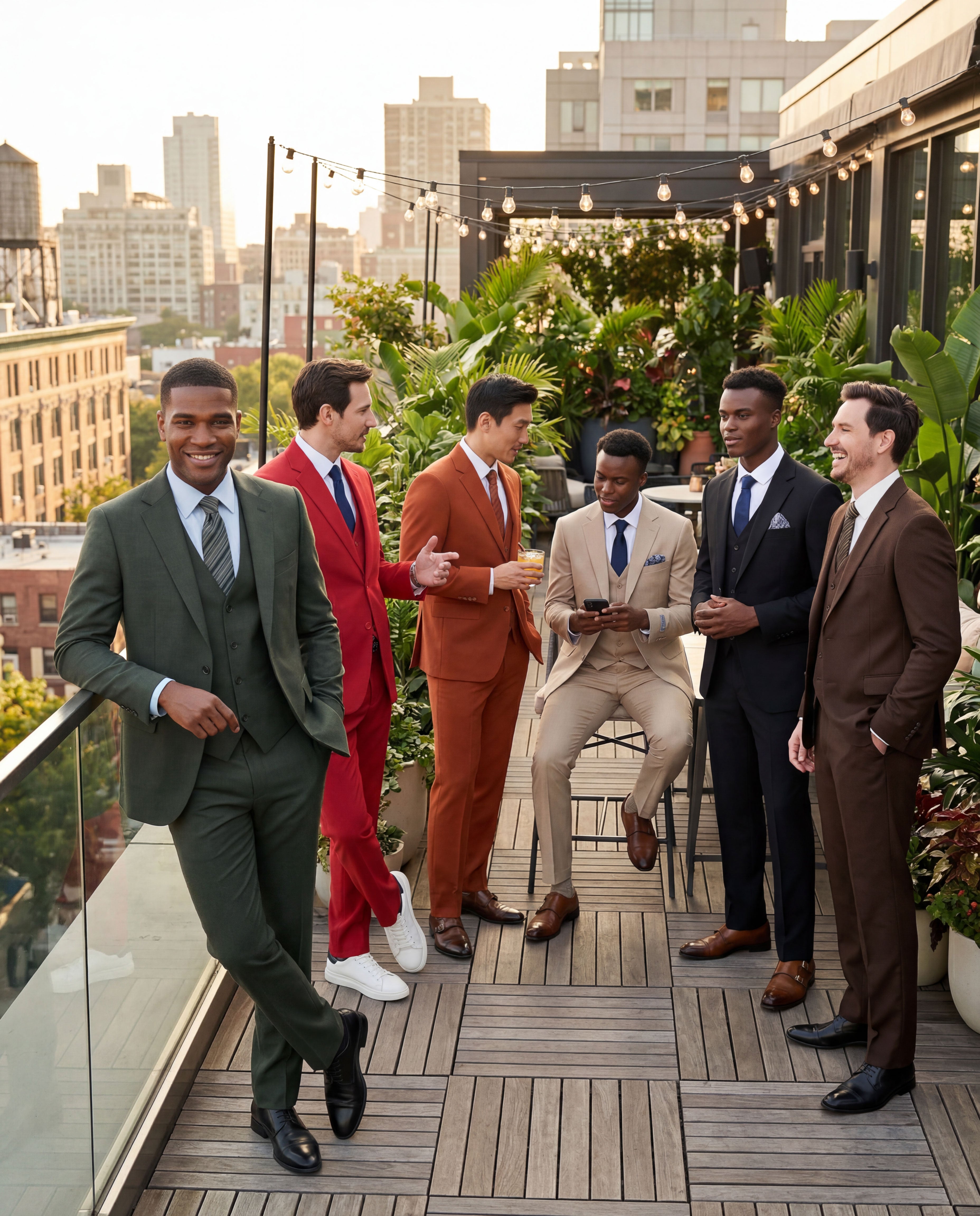 Men's Hybrid-Fit 3-Piece Solid Notch Lapel Suit Set