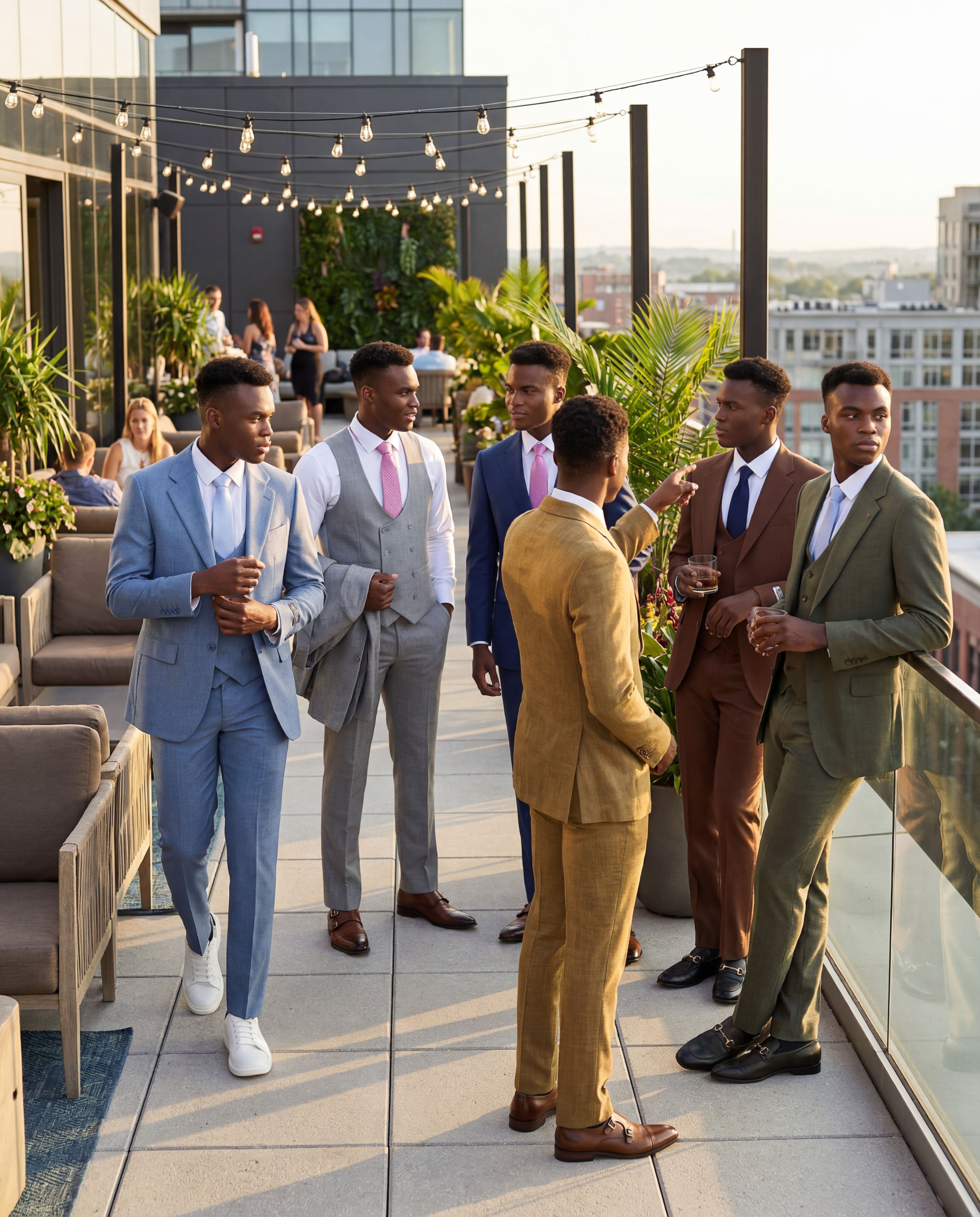 Men's Hybrid-Fit 3-Piece Sharkskin Suit Set, Notch Lapel