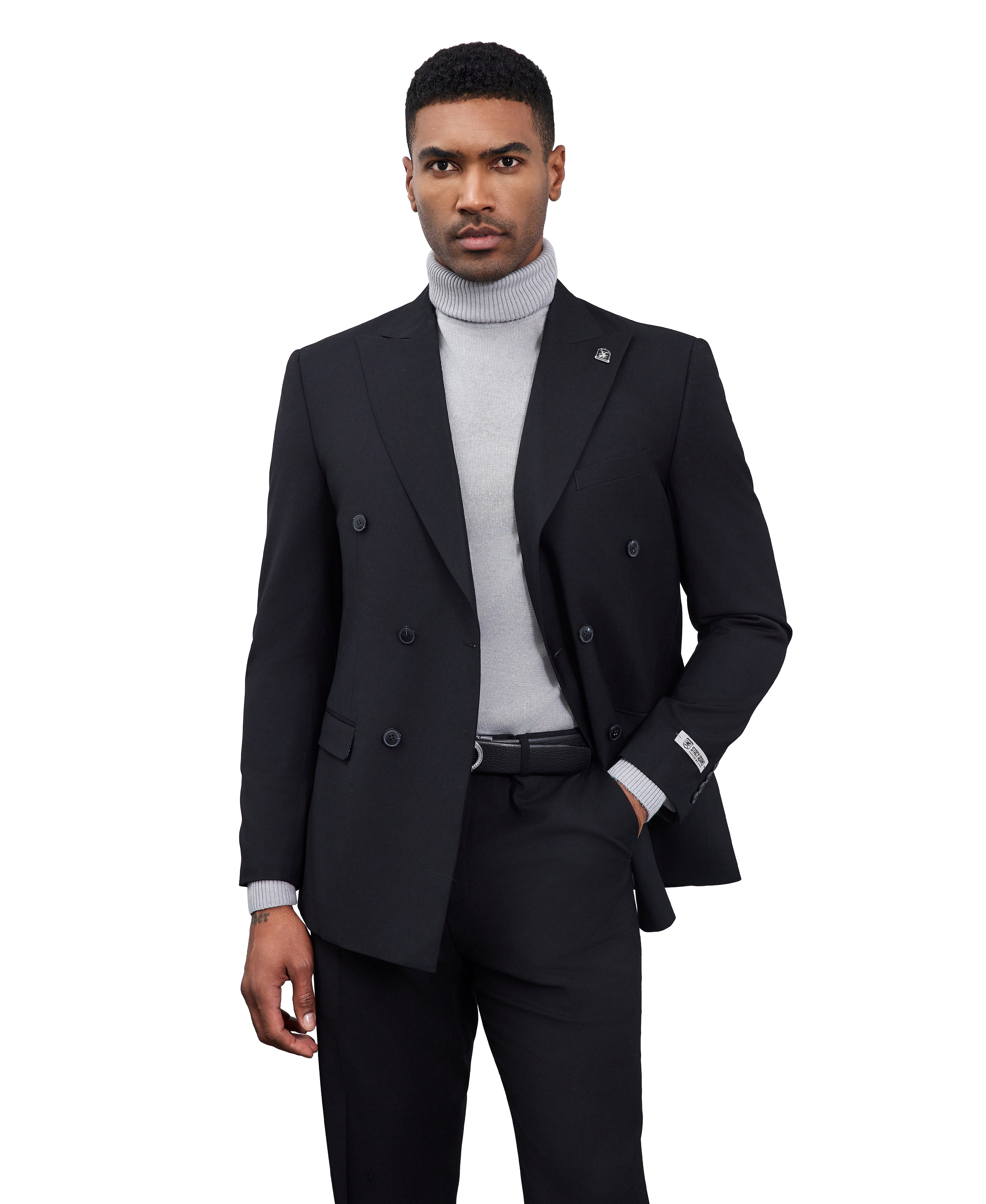 Stacy Adams Men's Hybrid-Fit 2pc Solid Double-Breasted Suit Set