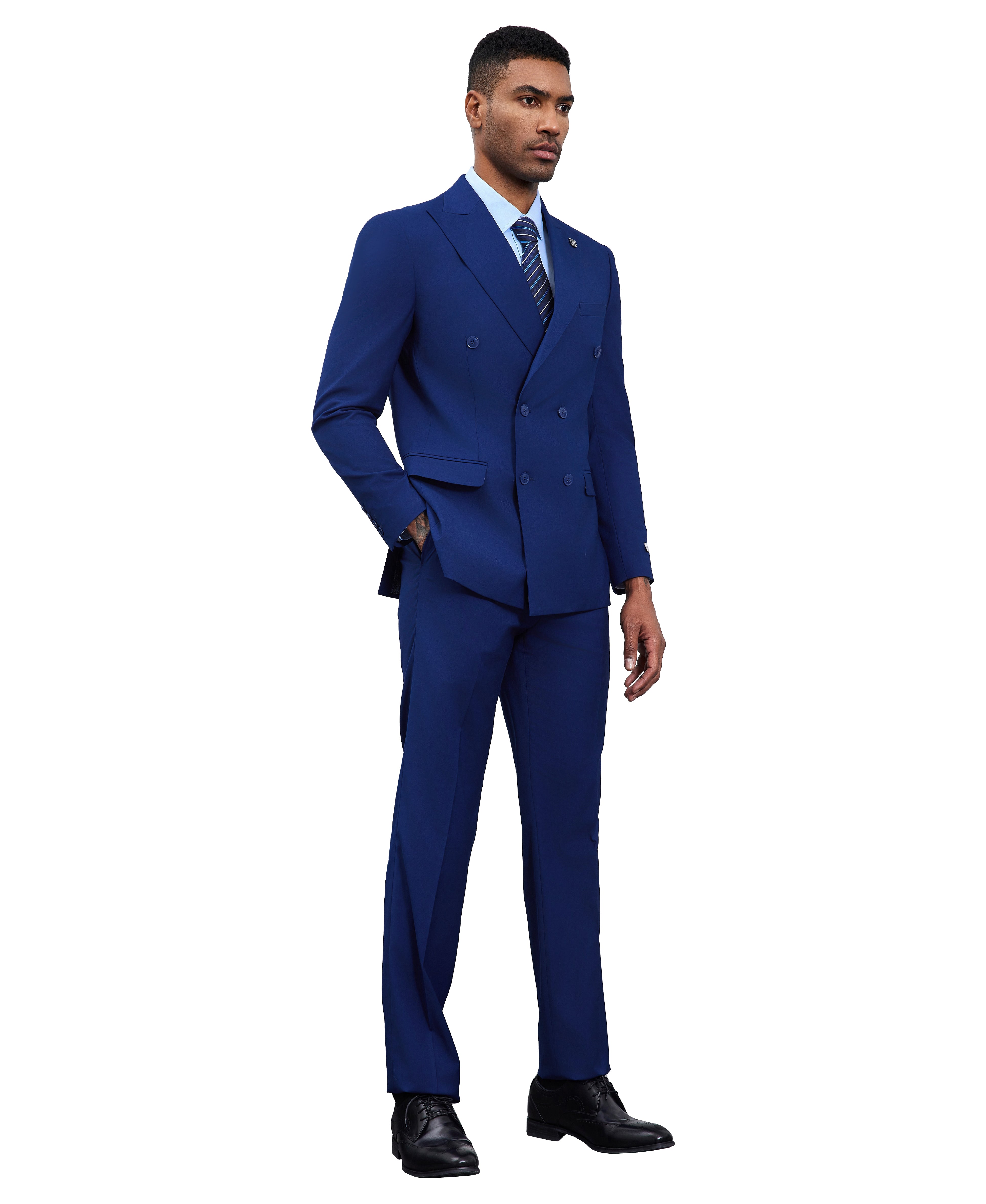 Stacy Adams Men's Hybrid-Fit 2pc Solid Double-Breasted Suit Set
