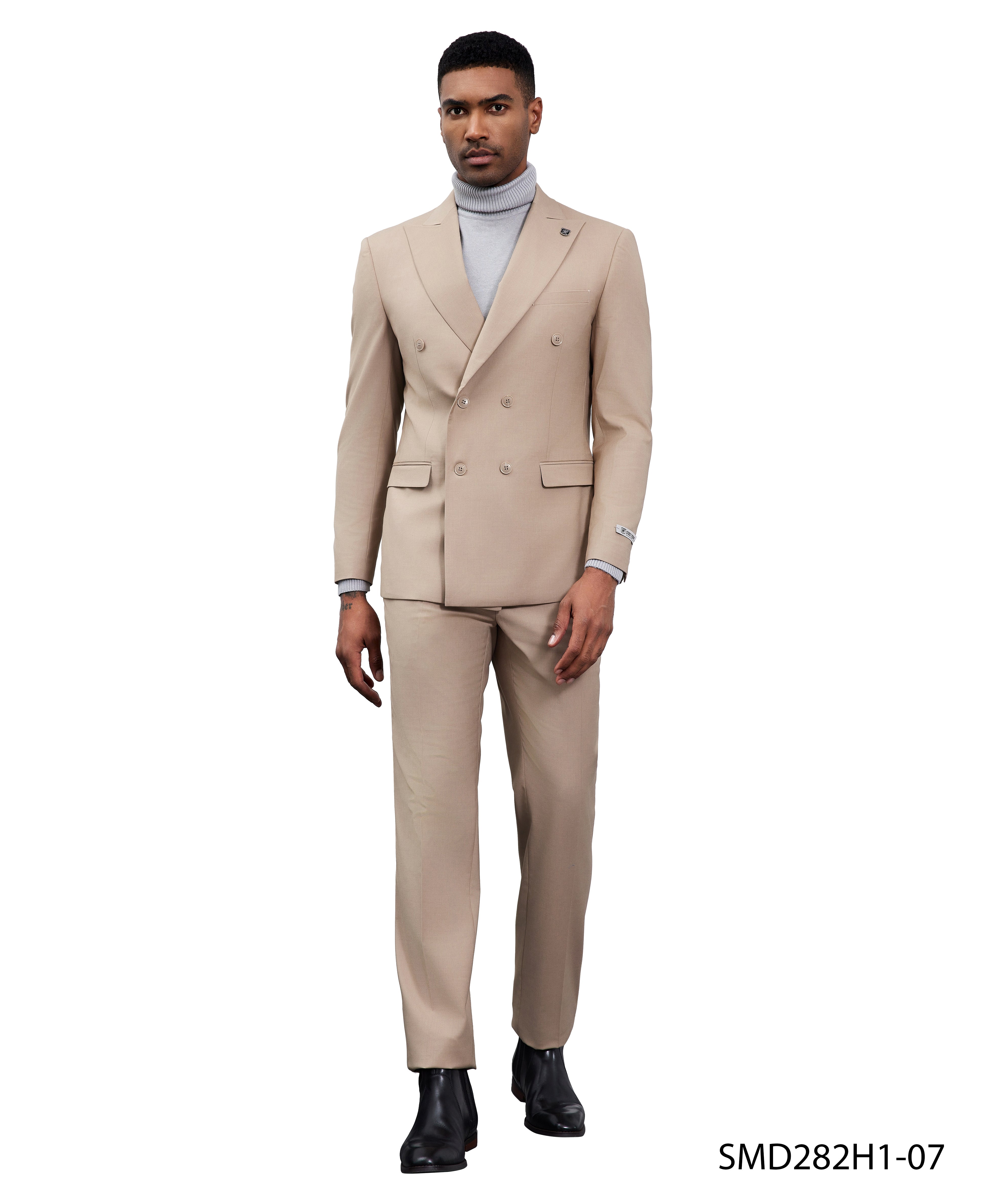 Stacy Adams Double Breasted 2-Piece Suit, Tan