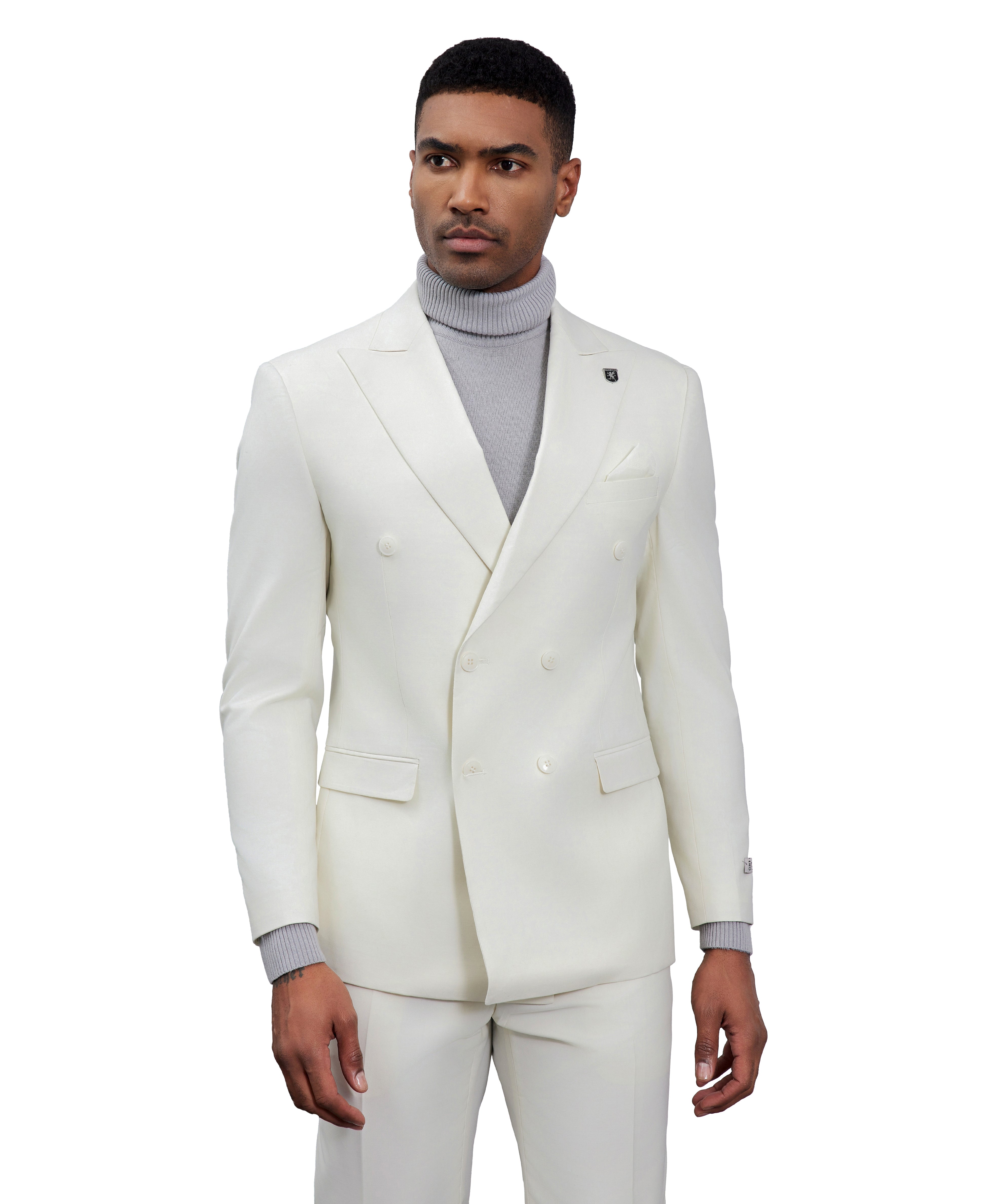 Stacy Adams Double Breasted 2-Piece Suit, Ivory