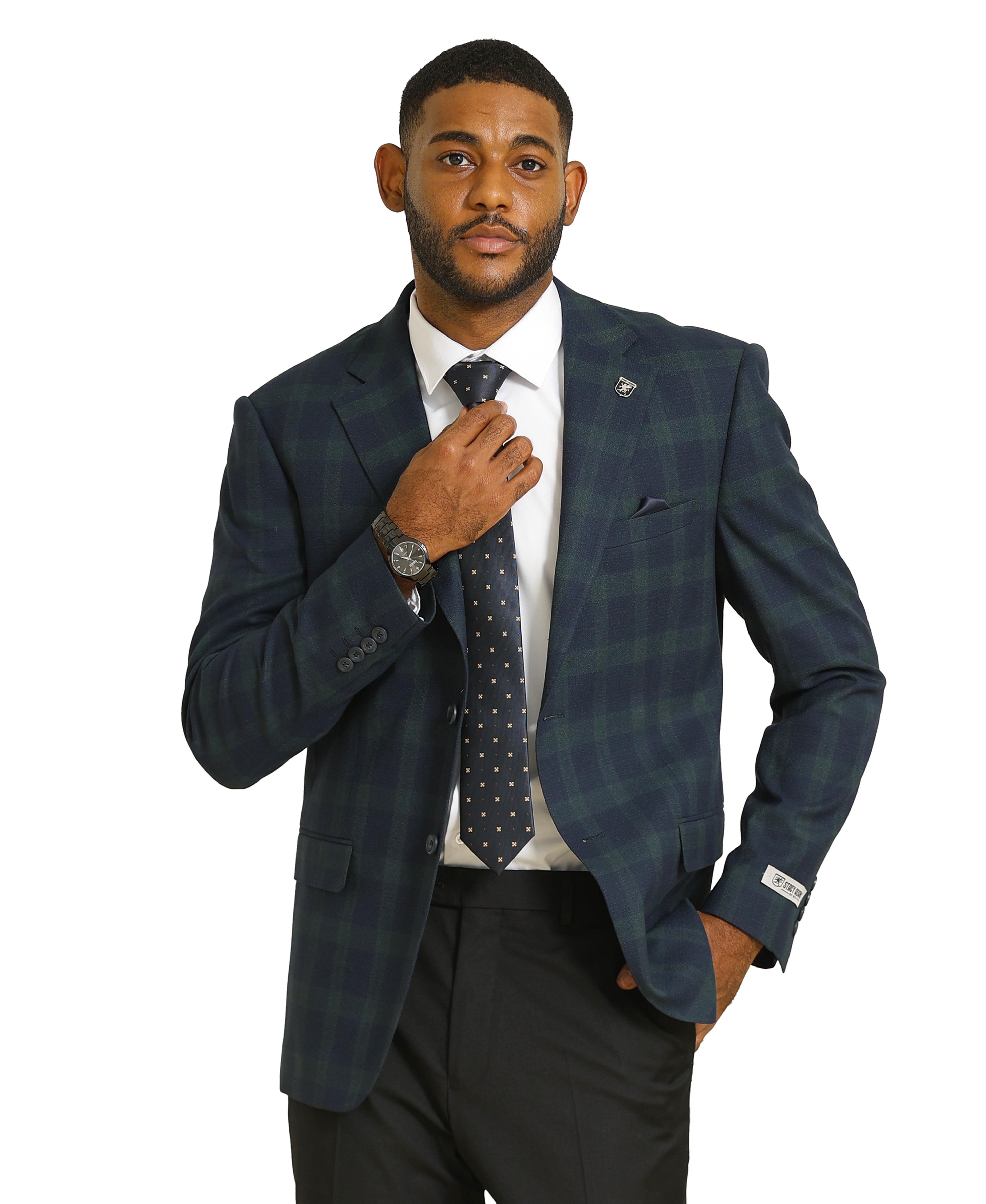 Stacy Adams Men's Hybrid-Fit Plaid Sportcoat Only, Notch Lapel