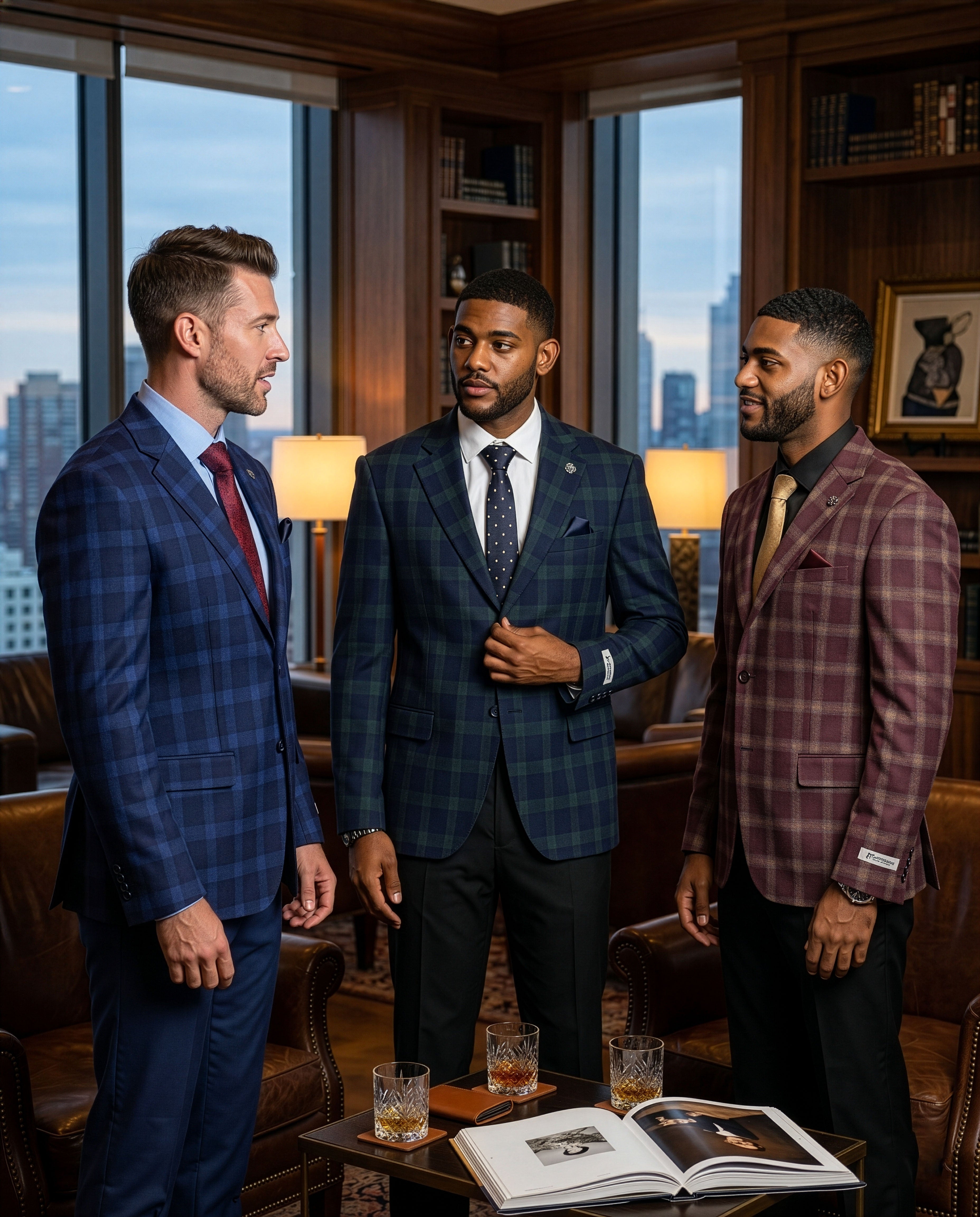 Stacy Adams Men's Hybrid-Fit Plaid Sportcoat Only, Notch Lapel