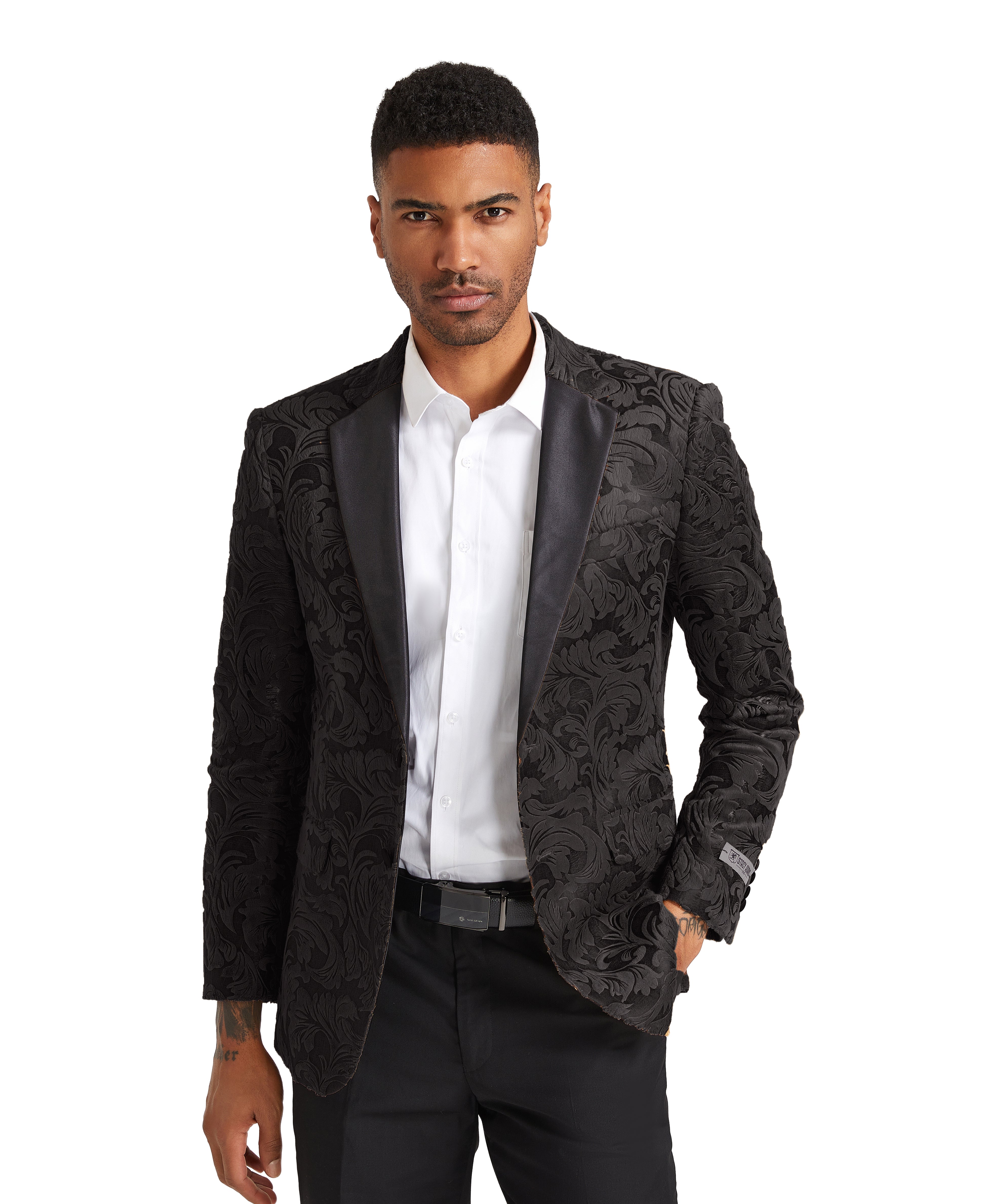 Stacy Adams Men's Hybrid Fit Embossed Paisley Sportcoat