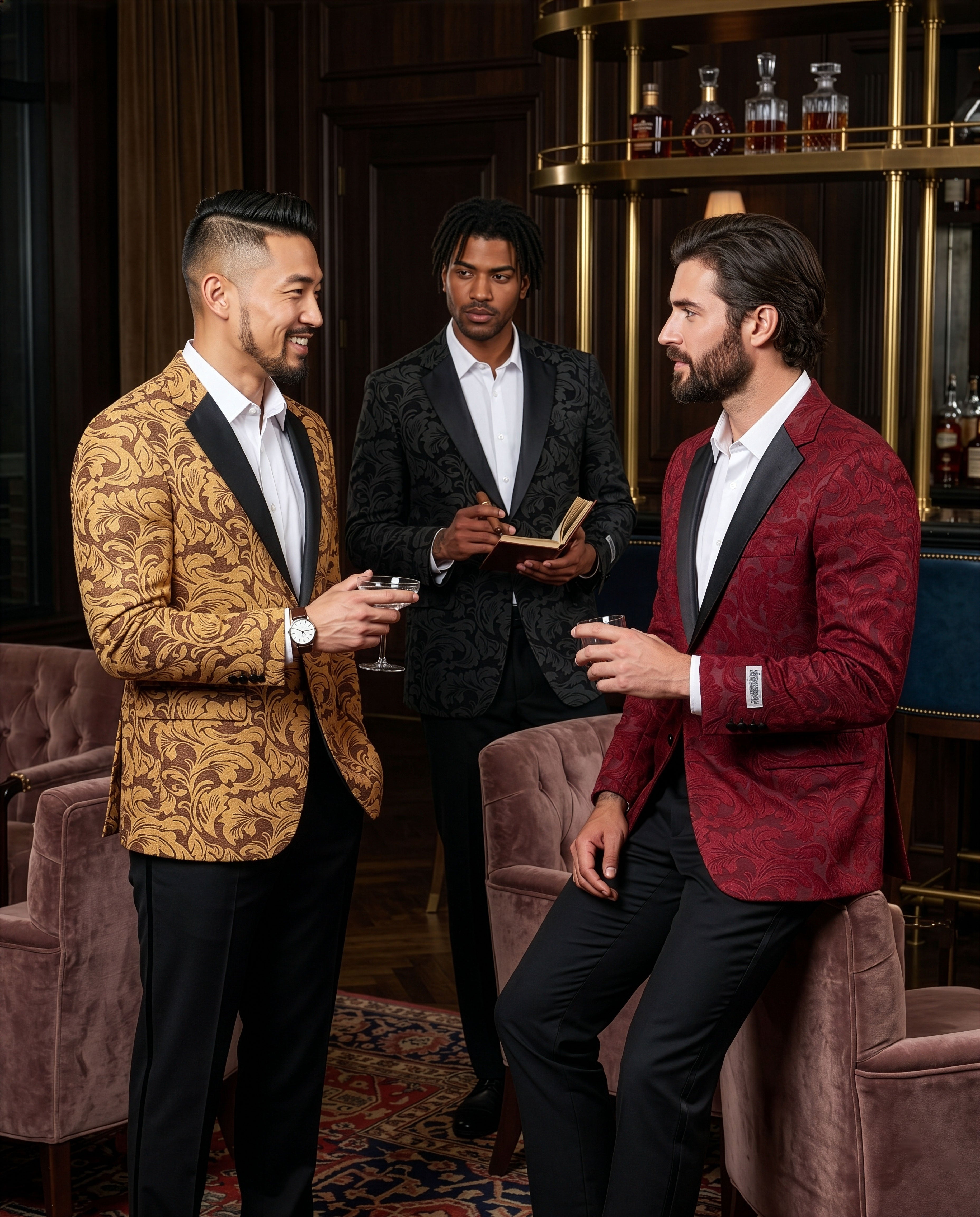 Stacy Adams Men's Hybrid Fit Embossed Paisley Sportcoat