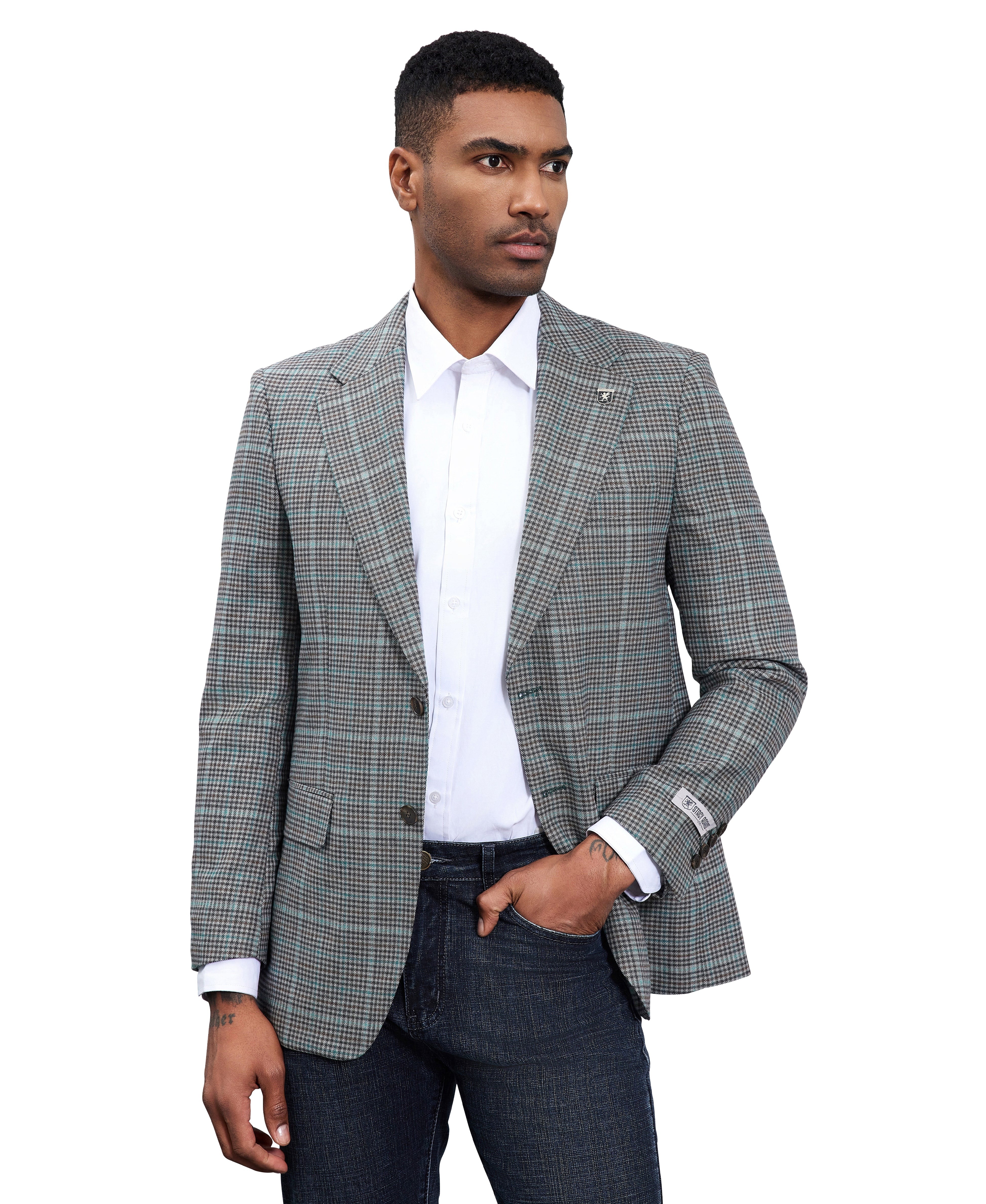 Stacy Adams Men's Hybrid Fit Textured Checkered Windowpane Sportcoat Only