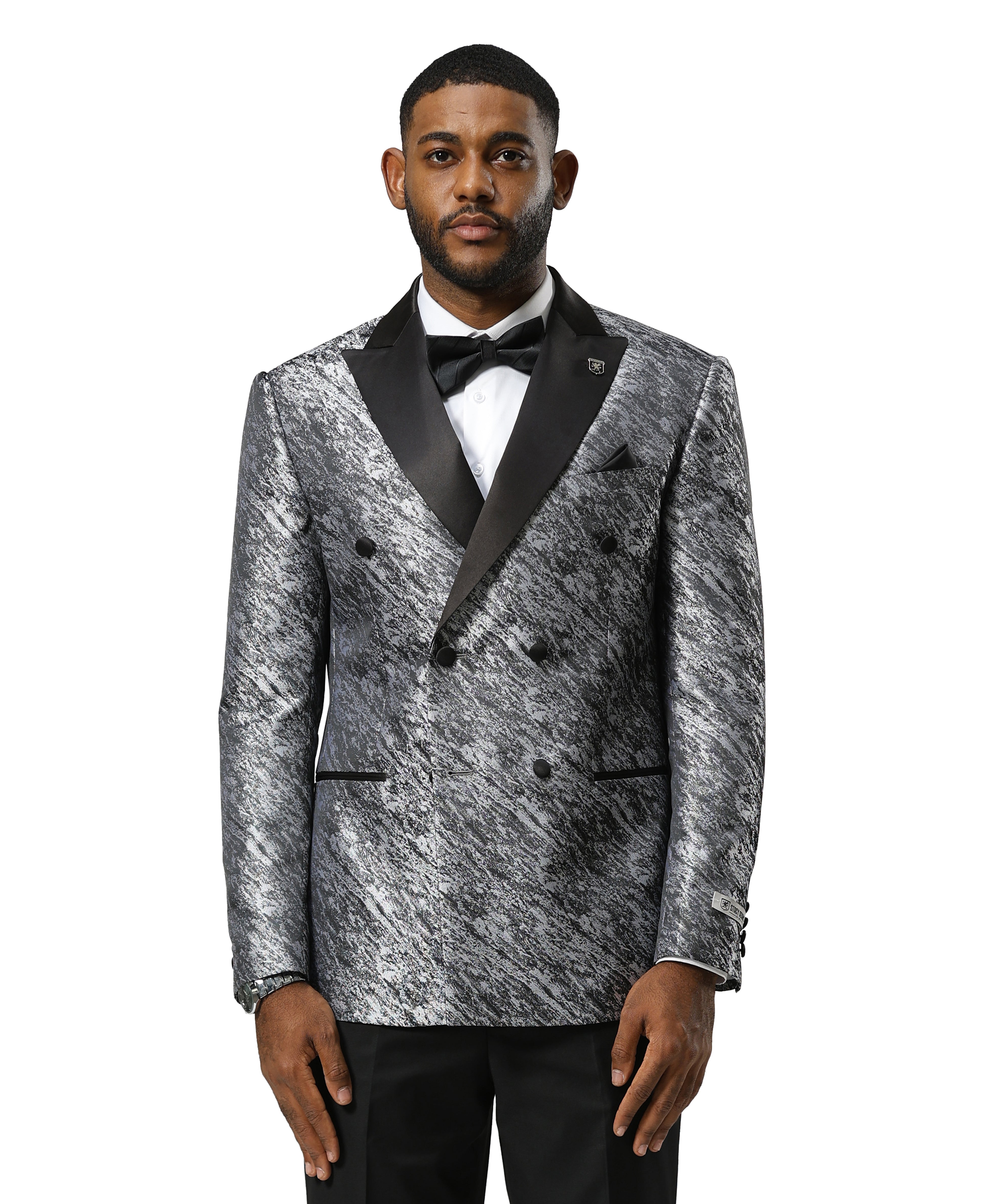Men's Hybrid-Fit Shiny Marbled Sportcoat, Satin Peak Lapel