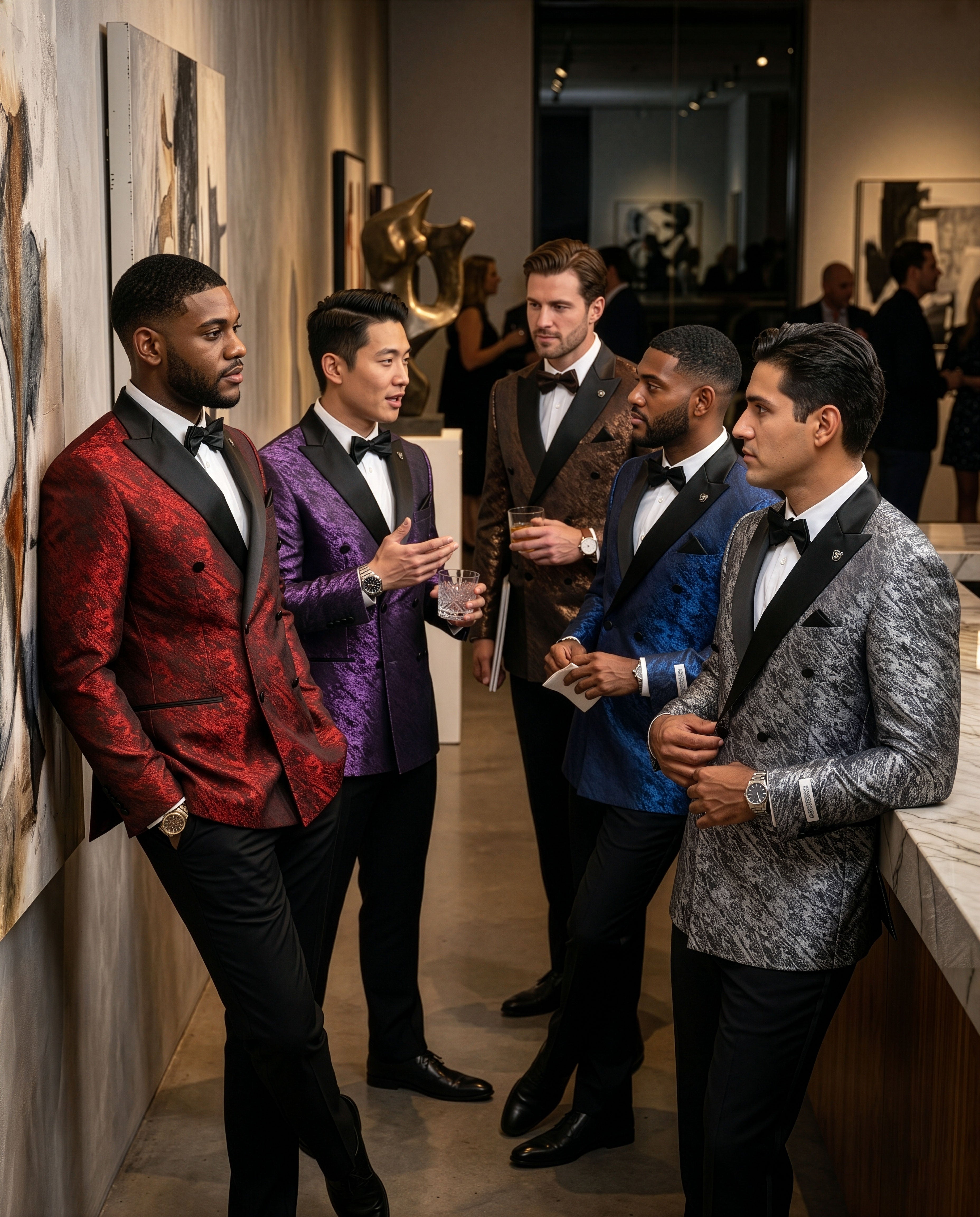Men's Hybrid-Fit Shiny Marbled Sportcoat, Satin Peak Lapel