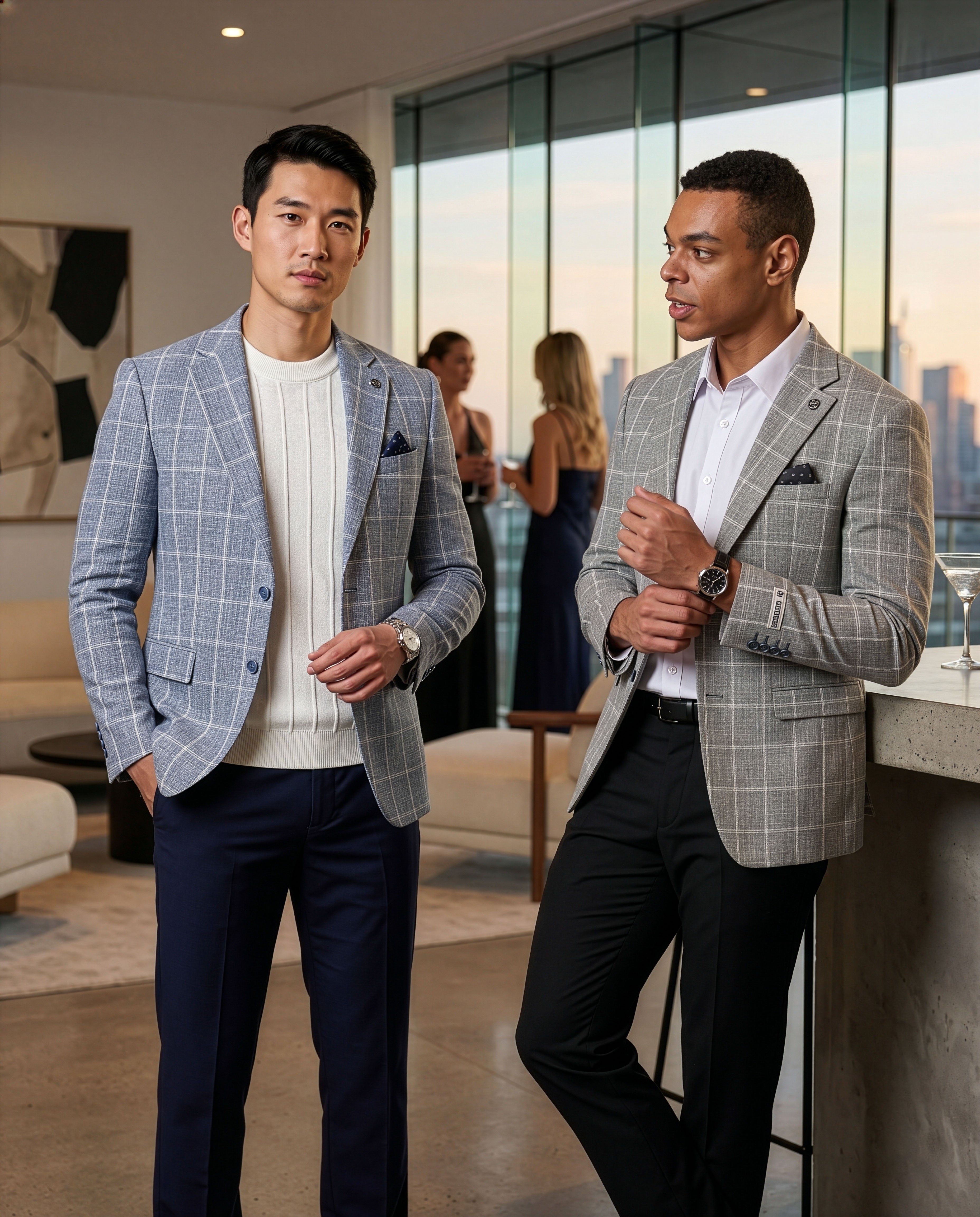 Stacy Adams Men's Hyrbid-Fit Textured Windowpane Sportcoat Only