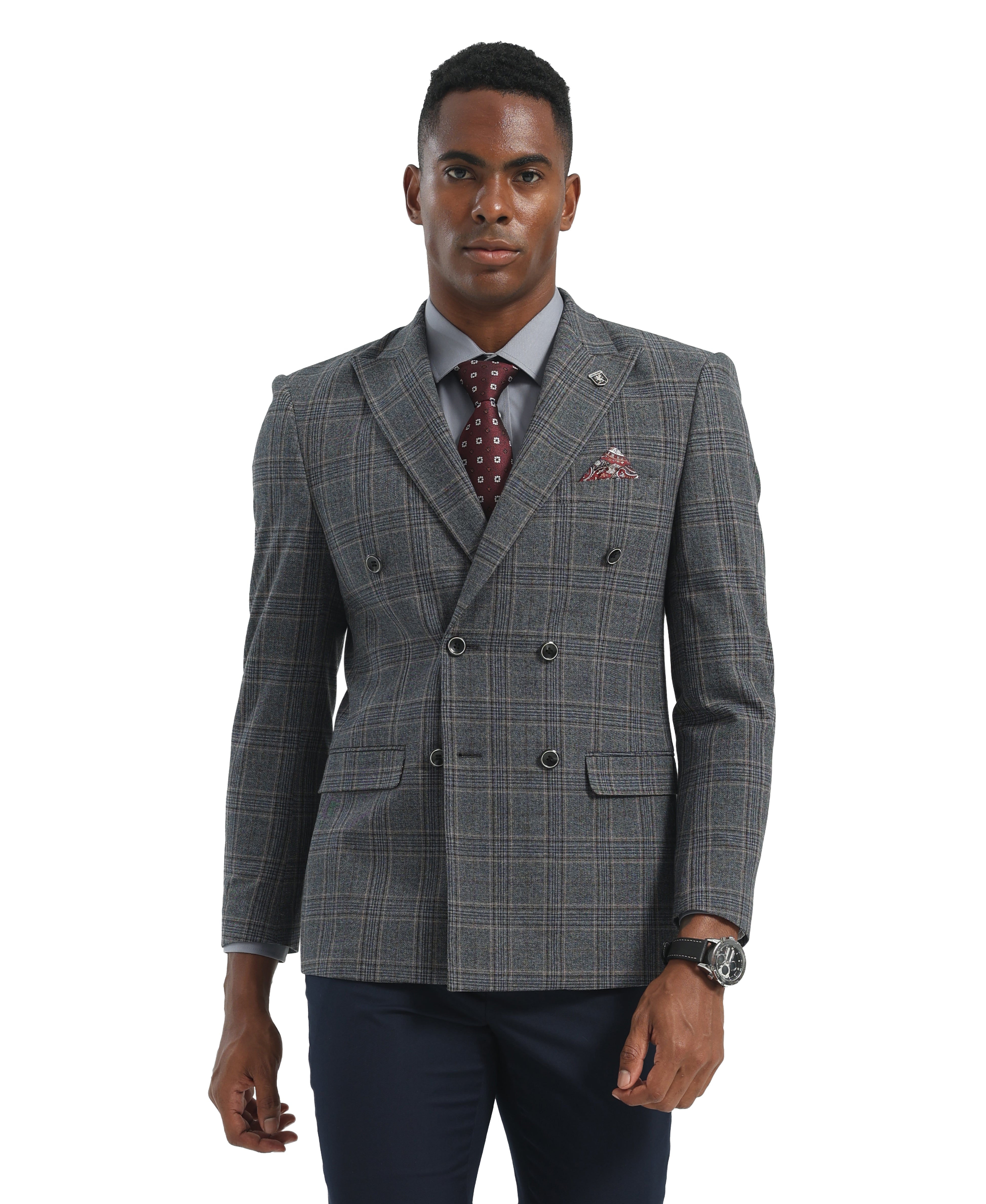Men's Hybrid-Fit Plaid Textured Windowpane Sportcoat