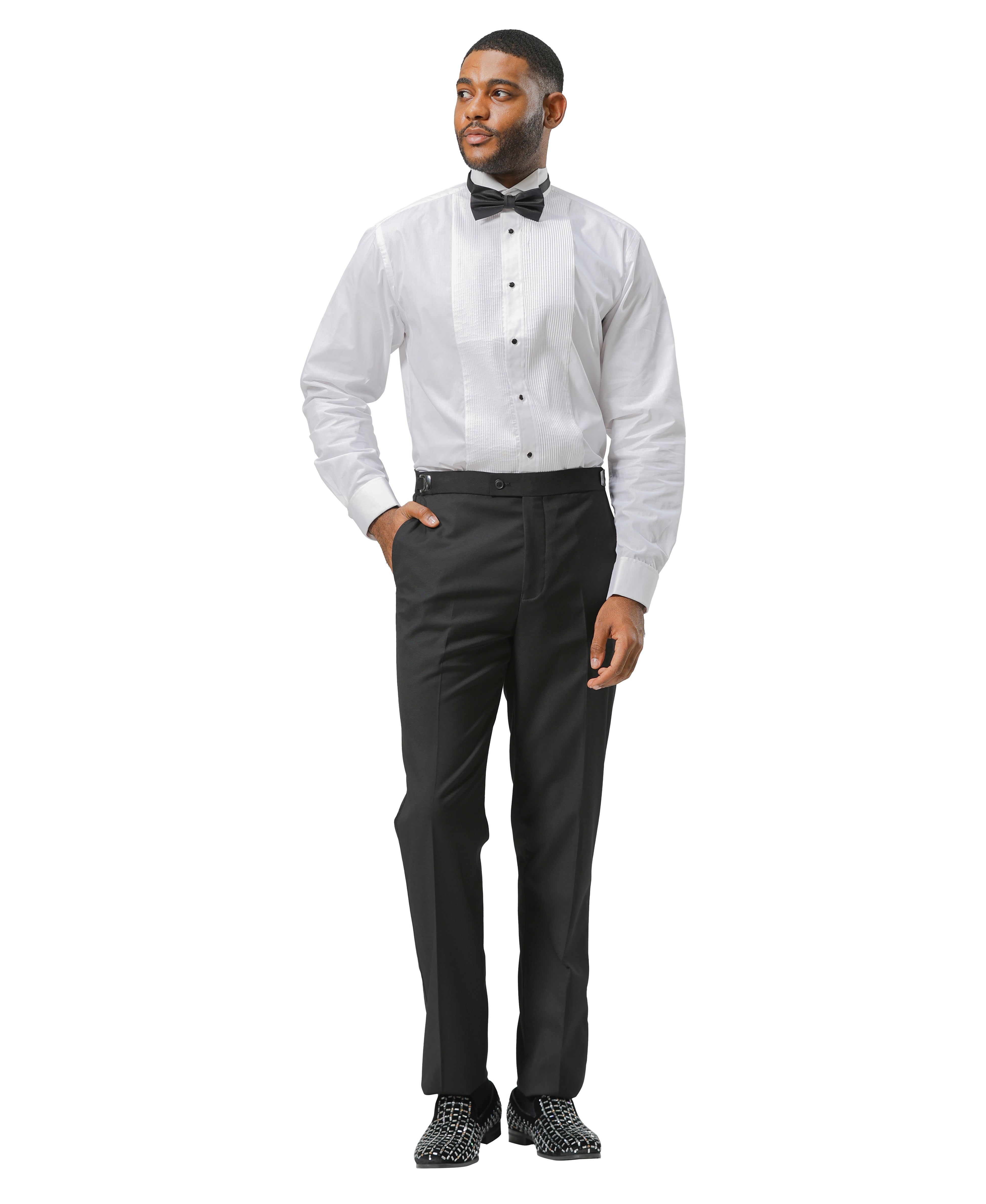 Stacy Adams Men's Flat Front Tuxedo Pants w/ Satin Side Stripe, Black