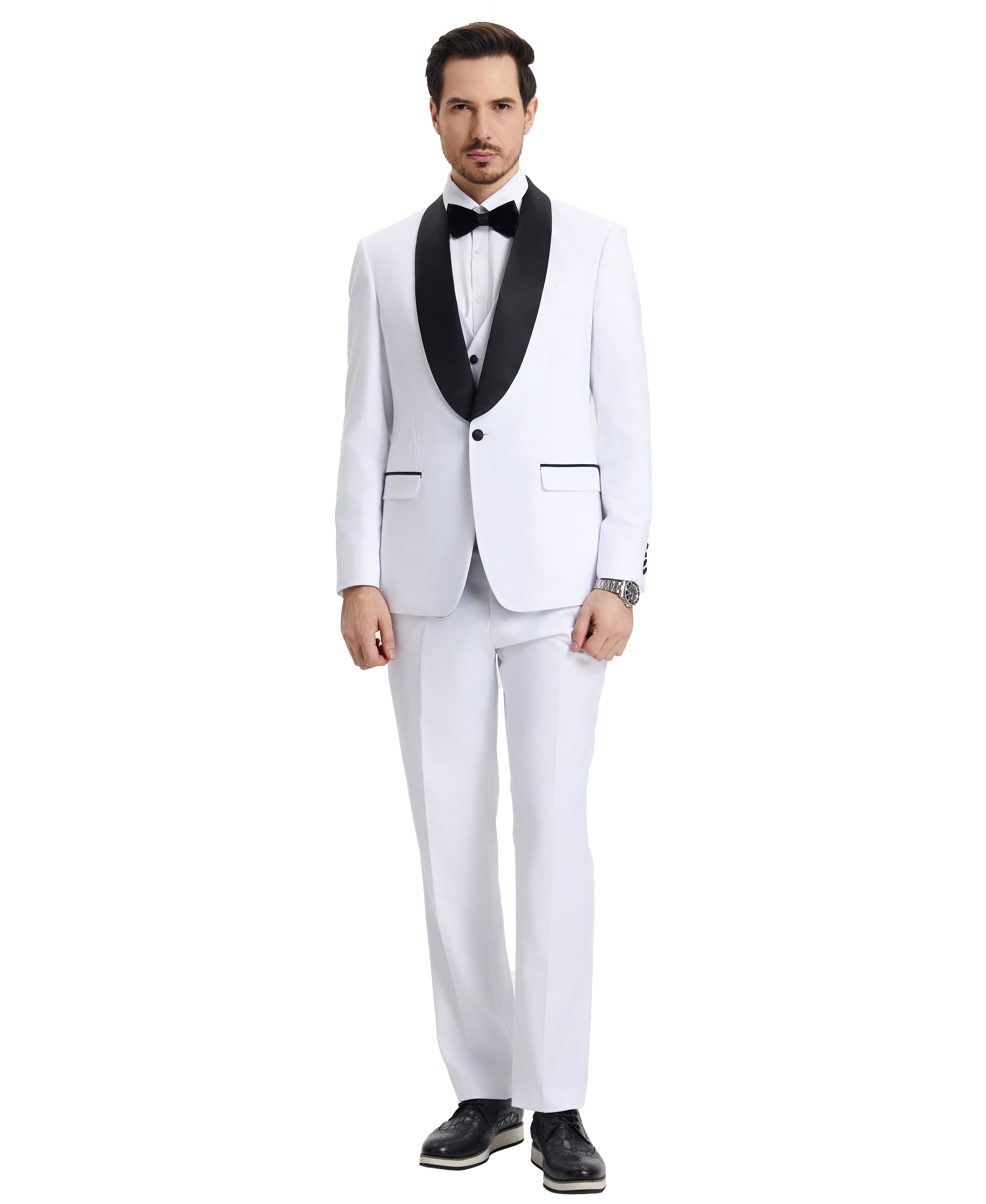 Stacy Adams Hybrid-Fit Vested Tuxedo, Snow White
