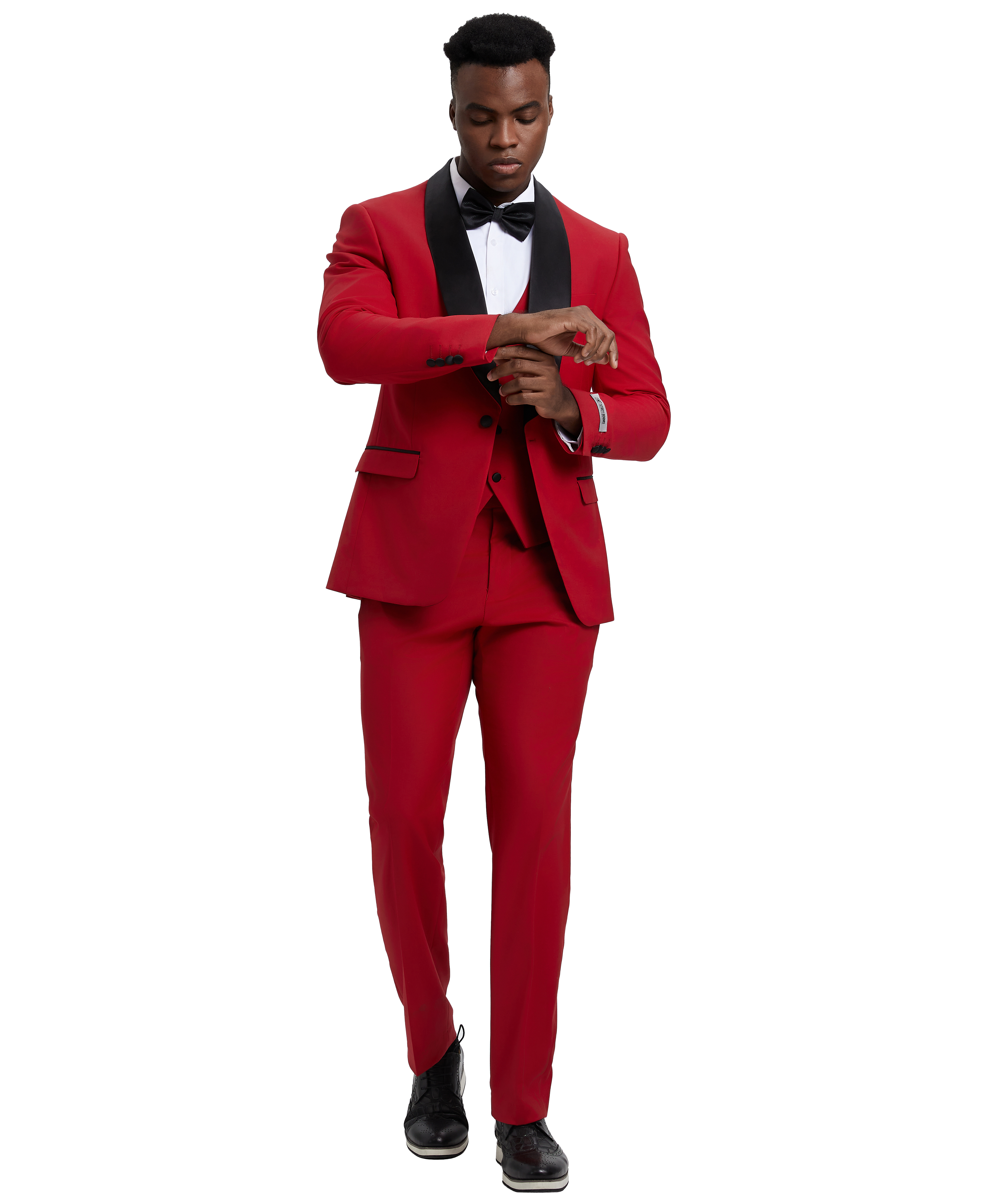 Stacy Adams Hybrid-Fit Vested Tuxedo, Red