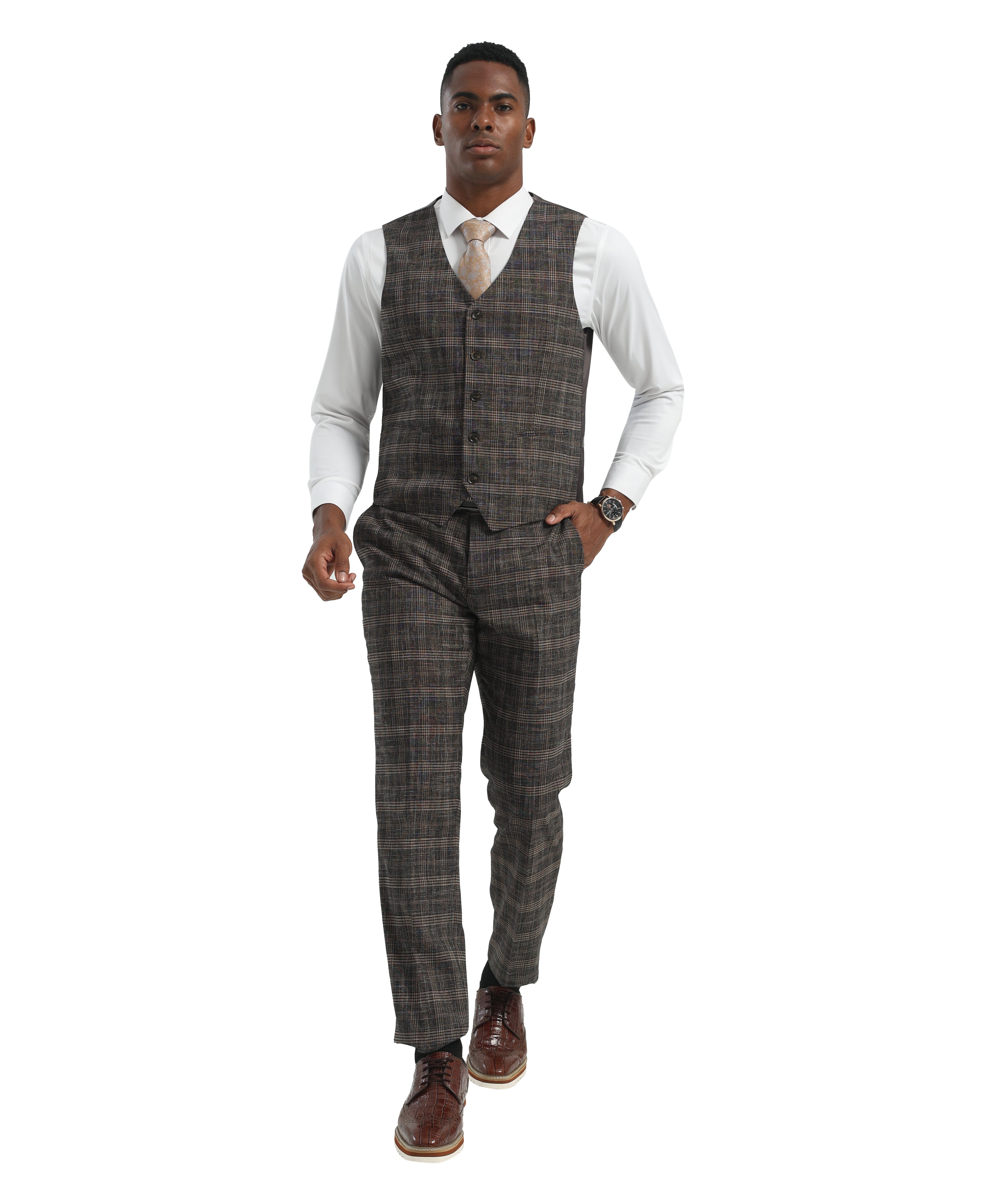 Stacy Adams Men's Hybrid Fit Suit in Brown for Evening Events
