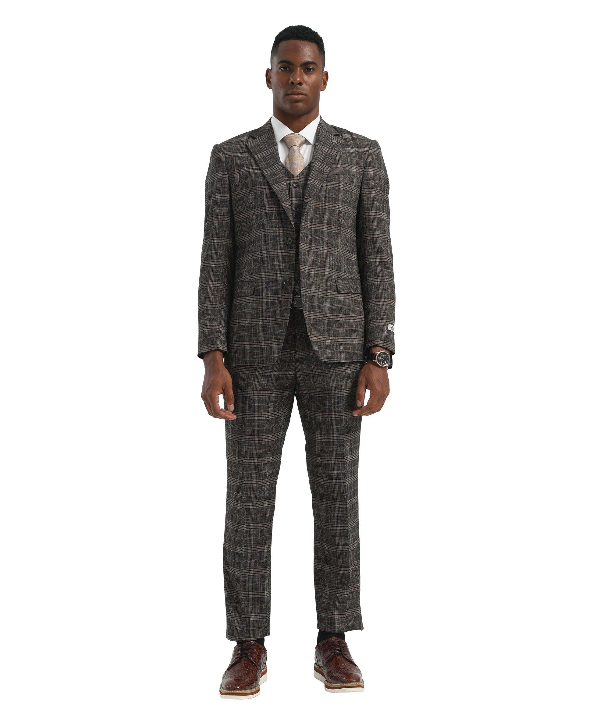 Stacy Adams Men's Hybrid Fit Suit in Brown for Evening Events