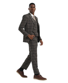 Stacy Adams Men's Hybrid Fit Suit in Brown for Evening Events