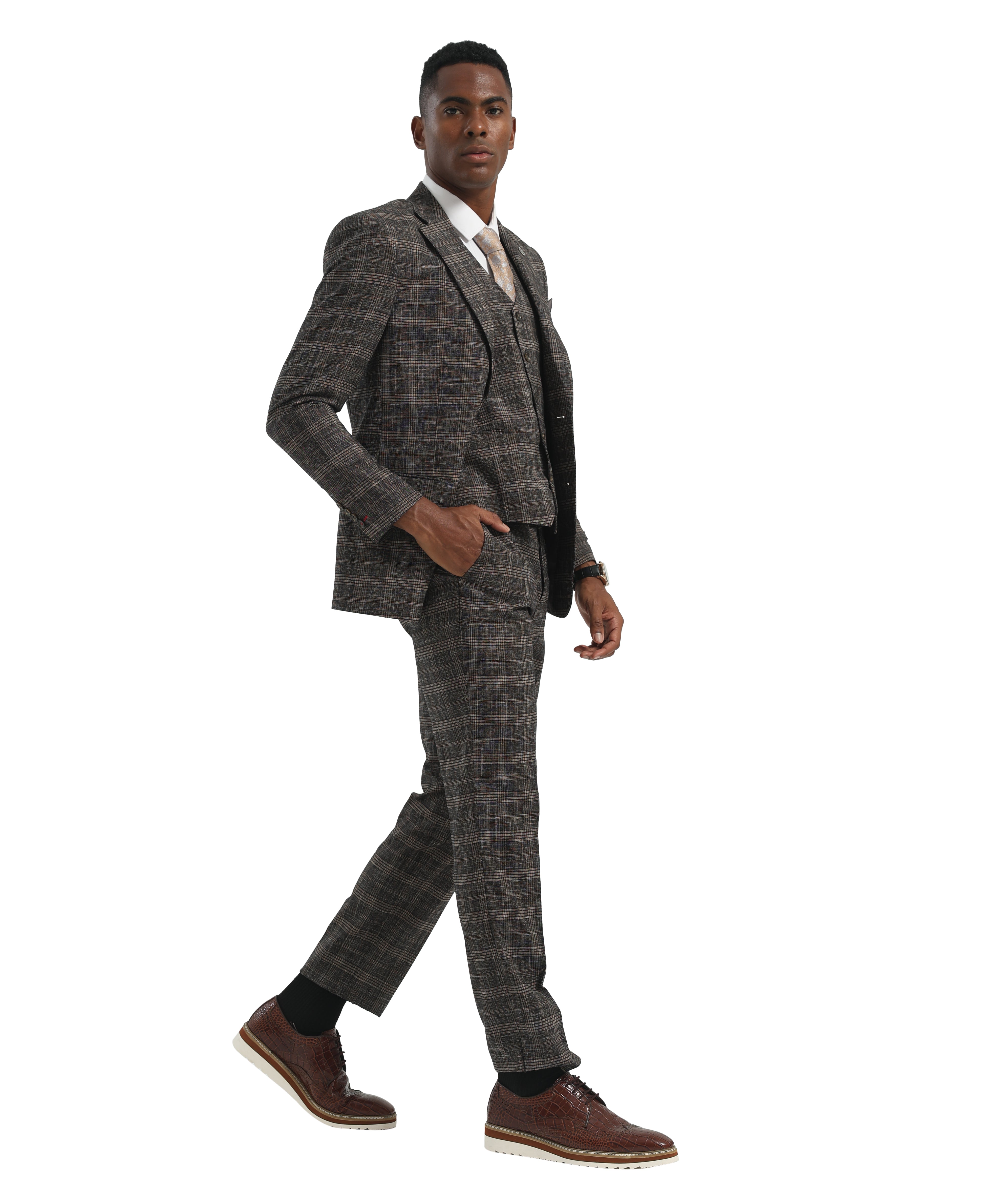 Stacy Adams Men's Hybrid Fit Suit in Brown for Evening Events