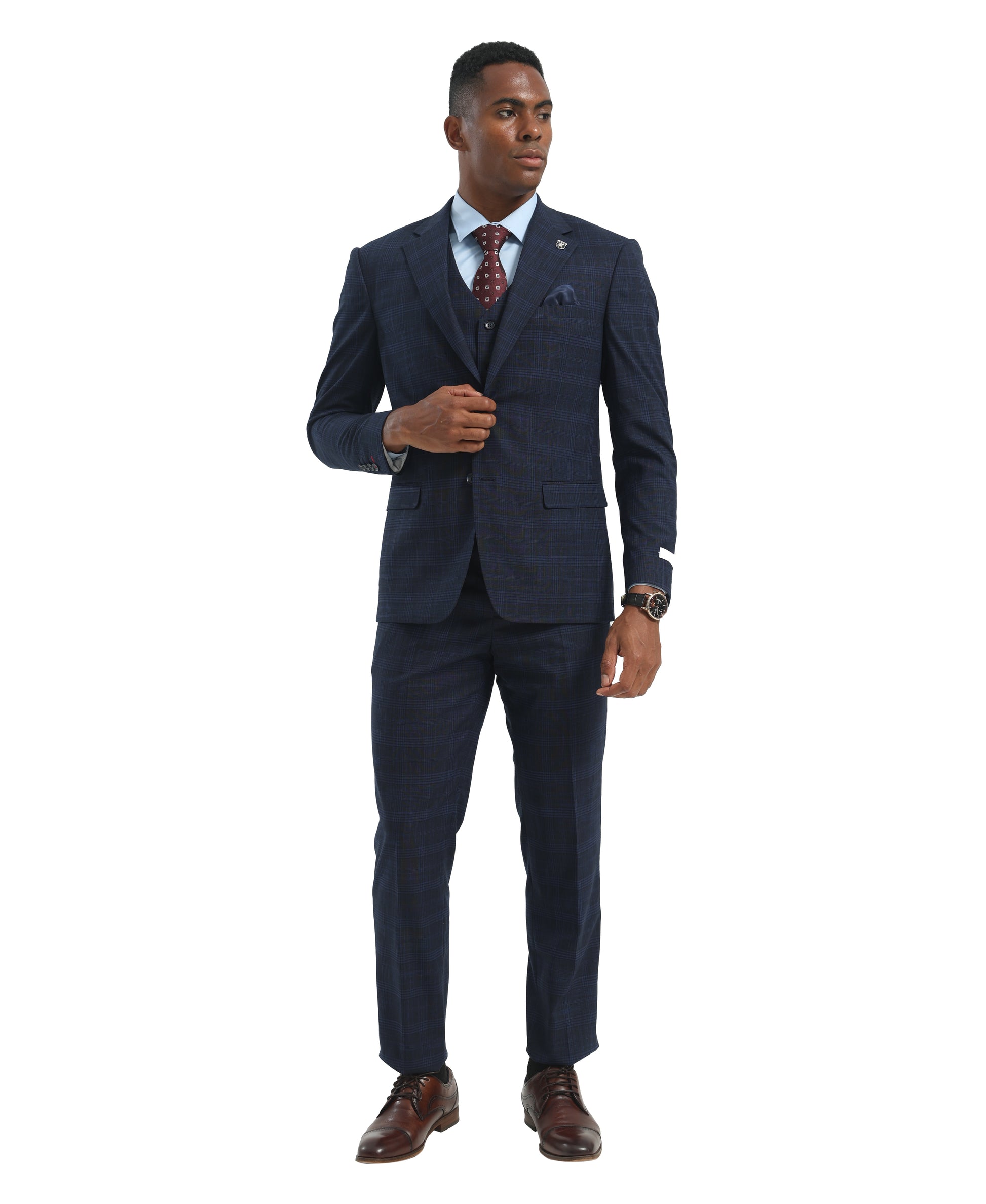 Stacy Adams Men's Hybrid Fit Suit in Navy for Creative Industry Wear