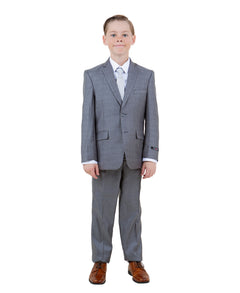Tazzio Boys' Slim Fit Sharkskin Suit in Gray for Formal Weddings