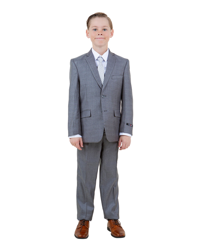 Tazzio Boys' Slim Fit Sharkskin Suit in Gray for Formal Weddings