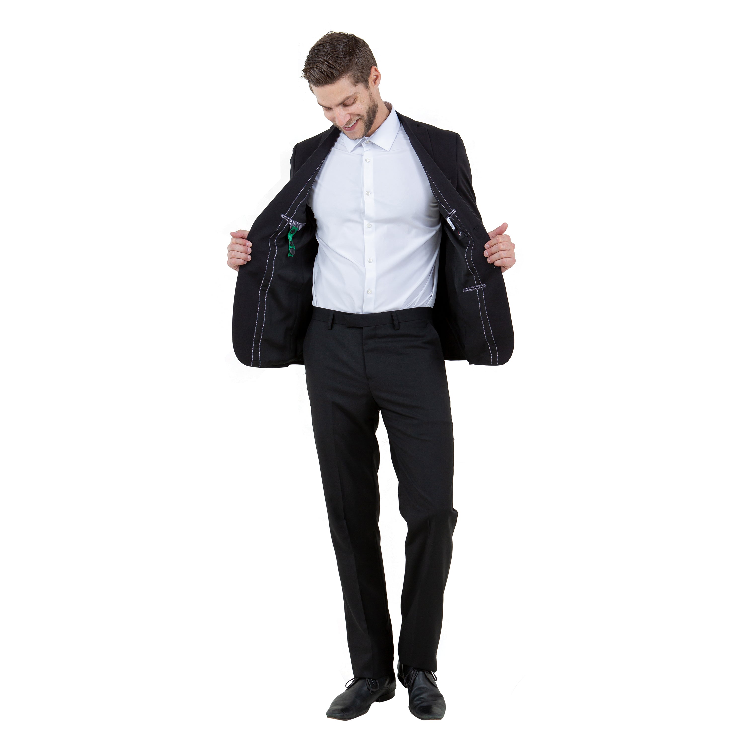 ZeGarie Men's Tailored Fit Knit Suit Jacket in Black for Business Meetings