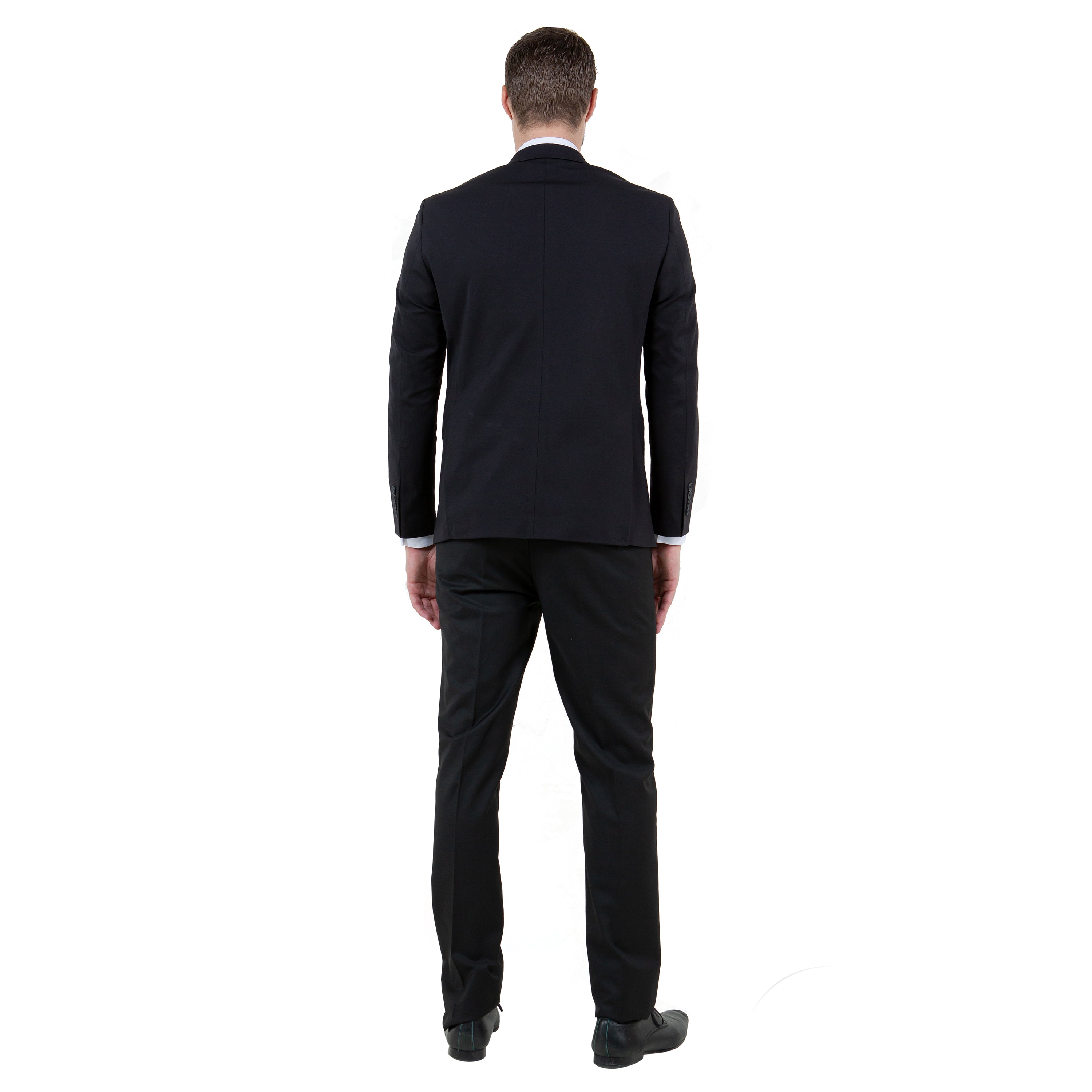 ZeGarie Men's Tailored Fit Knit Suit Jacket in Black for Business Meetings