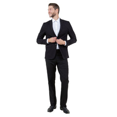 ZeGarie Men's Tailored Fit Knit Suit Jacket in Black for Business Meetings