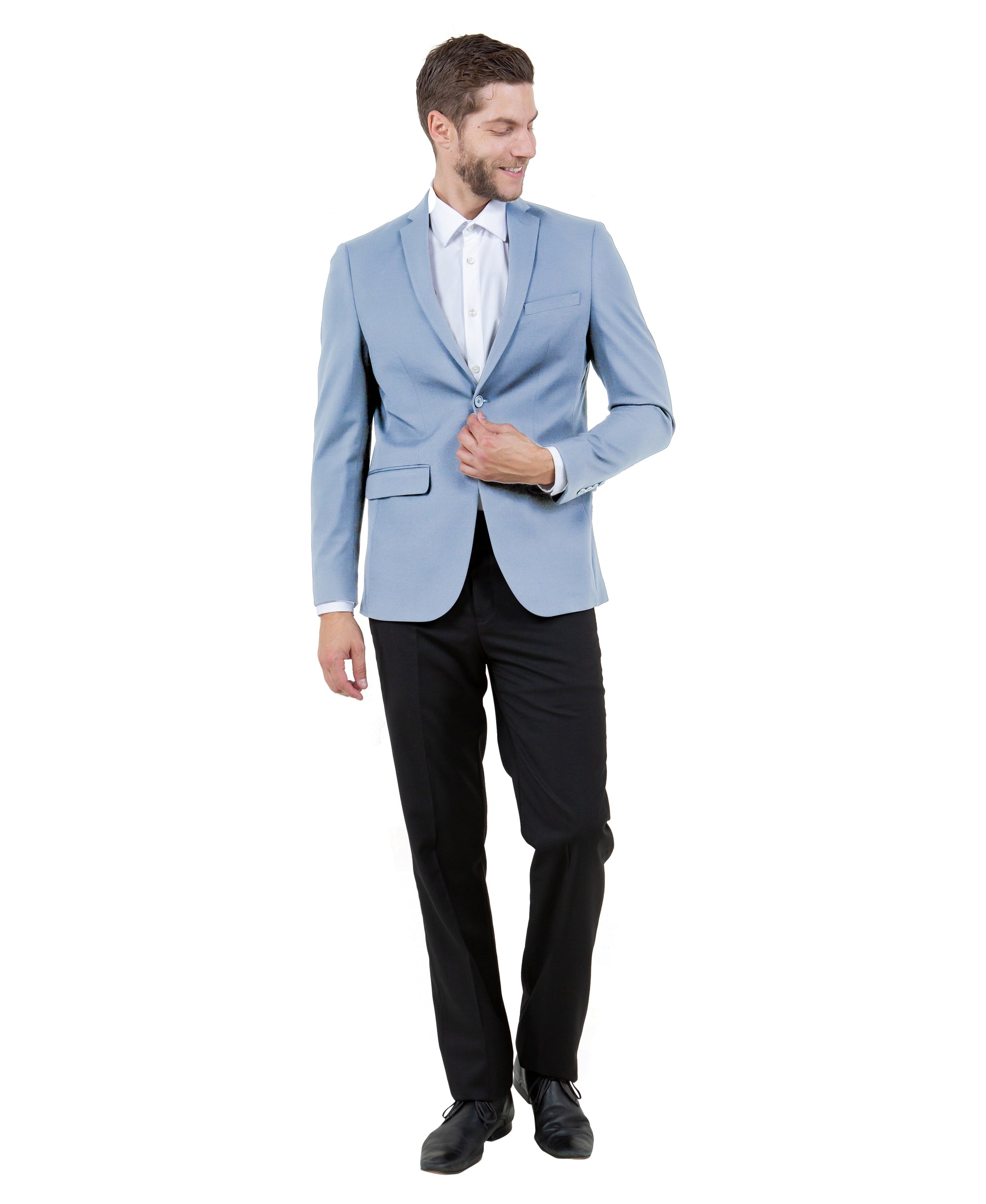 ZeGarie Men's Tailored Fit Knit Suit Jacket in Blue for Business Meetings