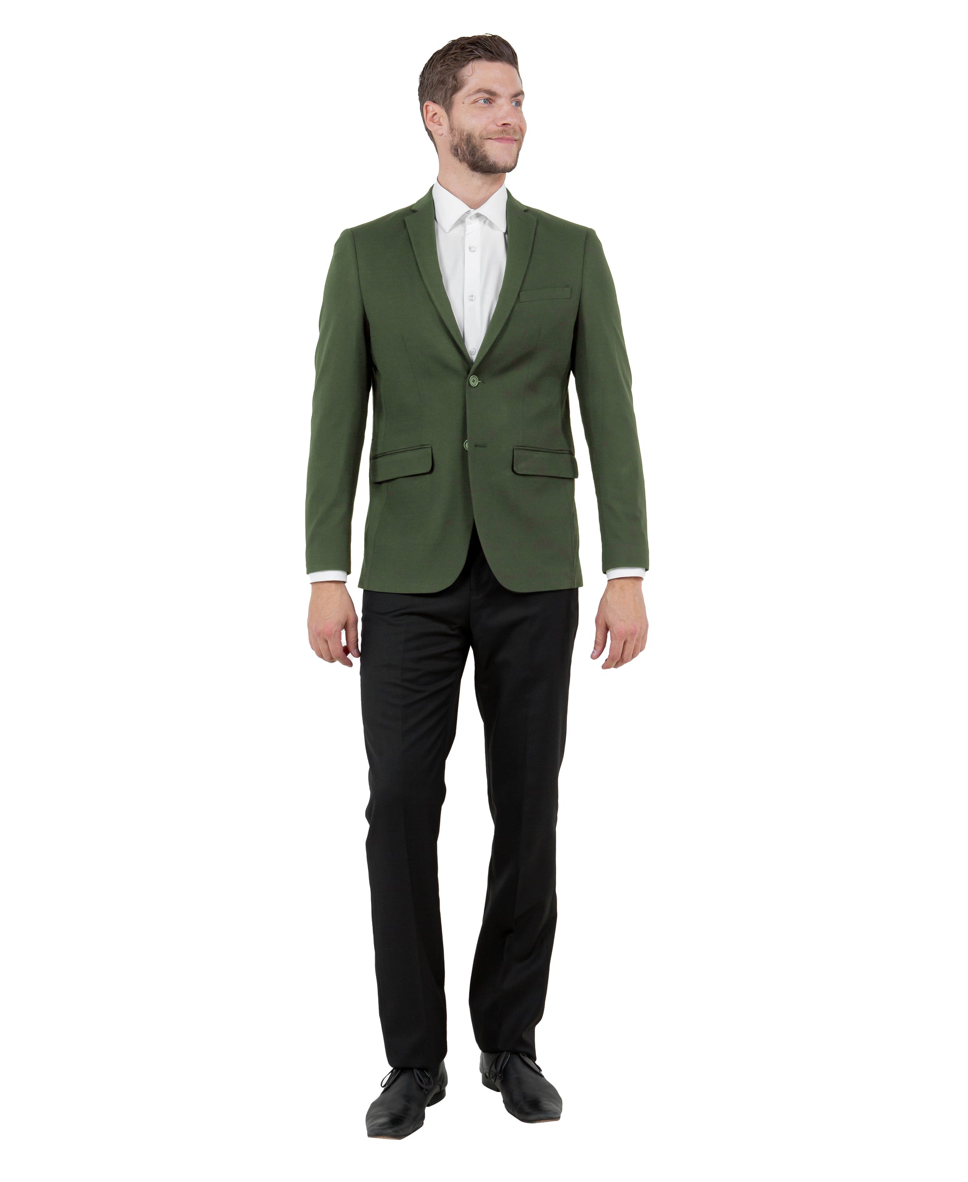 ZeGarie Men's Tailored Fit Knit Suit Jacket in Bottle Green for Business Meetings