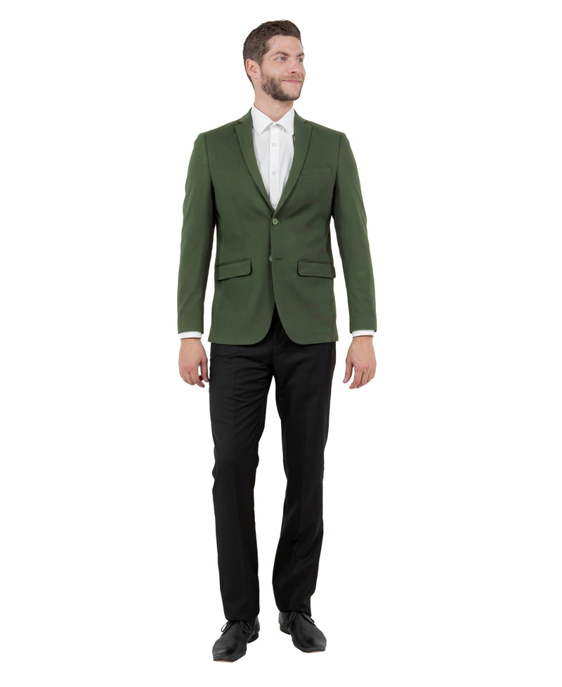 ZeGarie Men's Tailored Fit Knit Suit Jacket in Bottle Green for Business Meetings