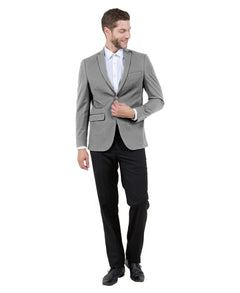 ZeGarie Men's Tailored Fit Knit Suit Jacket in Grey for Formal Social Gatherings