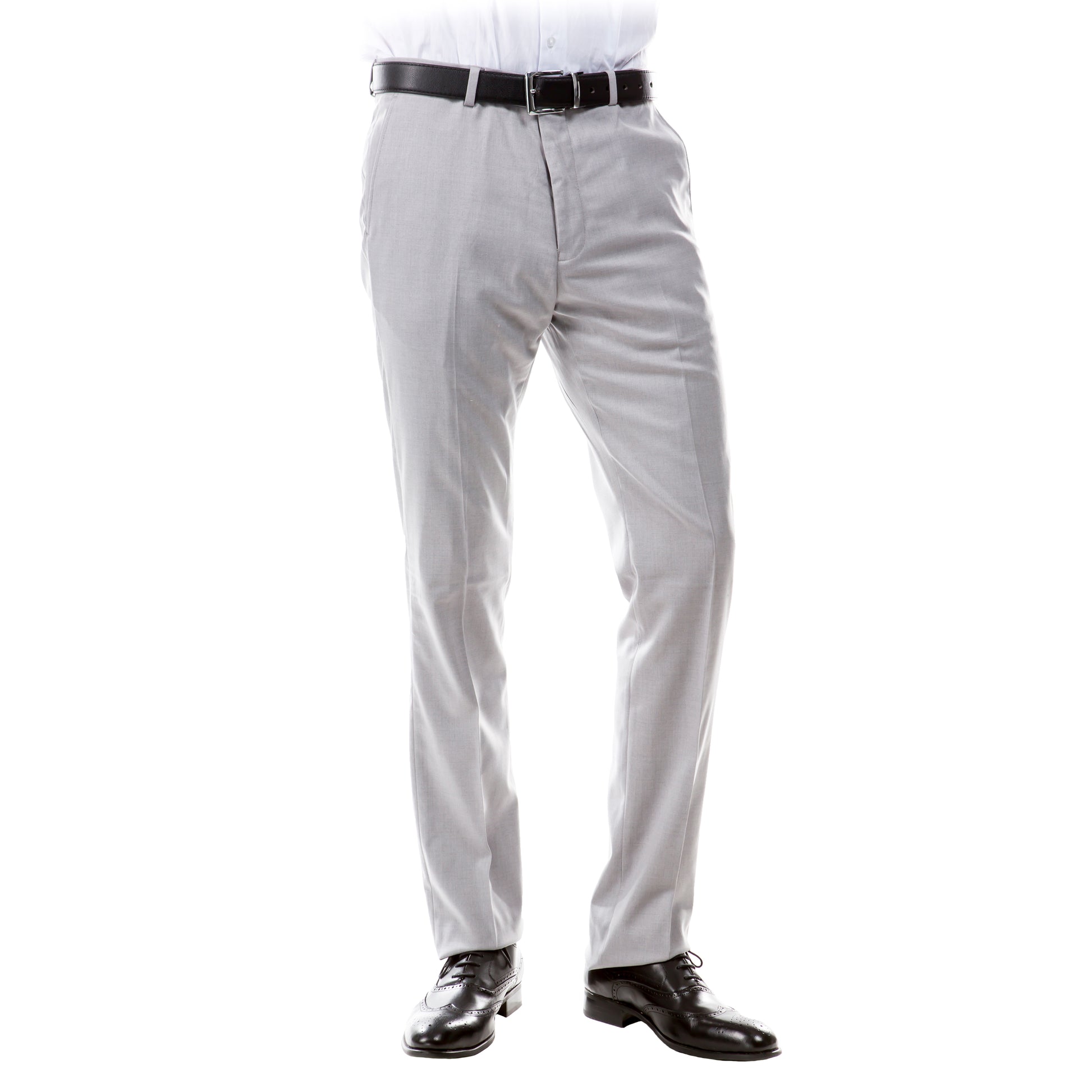 ZeGarie Men's Tailored Fit Suit Pants in Light Grey for Formal Weddings