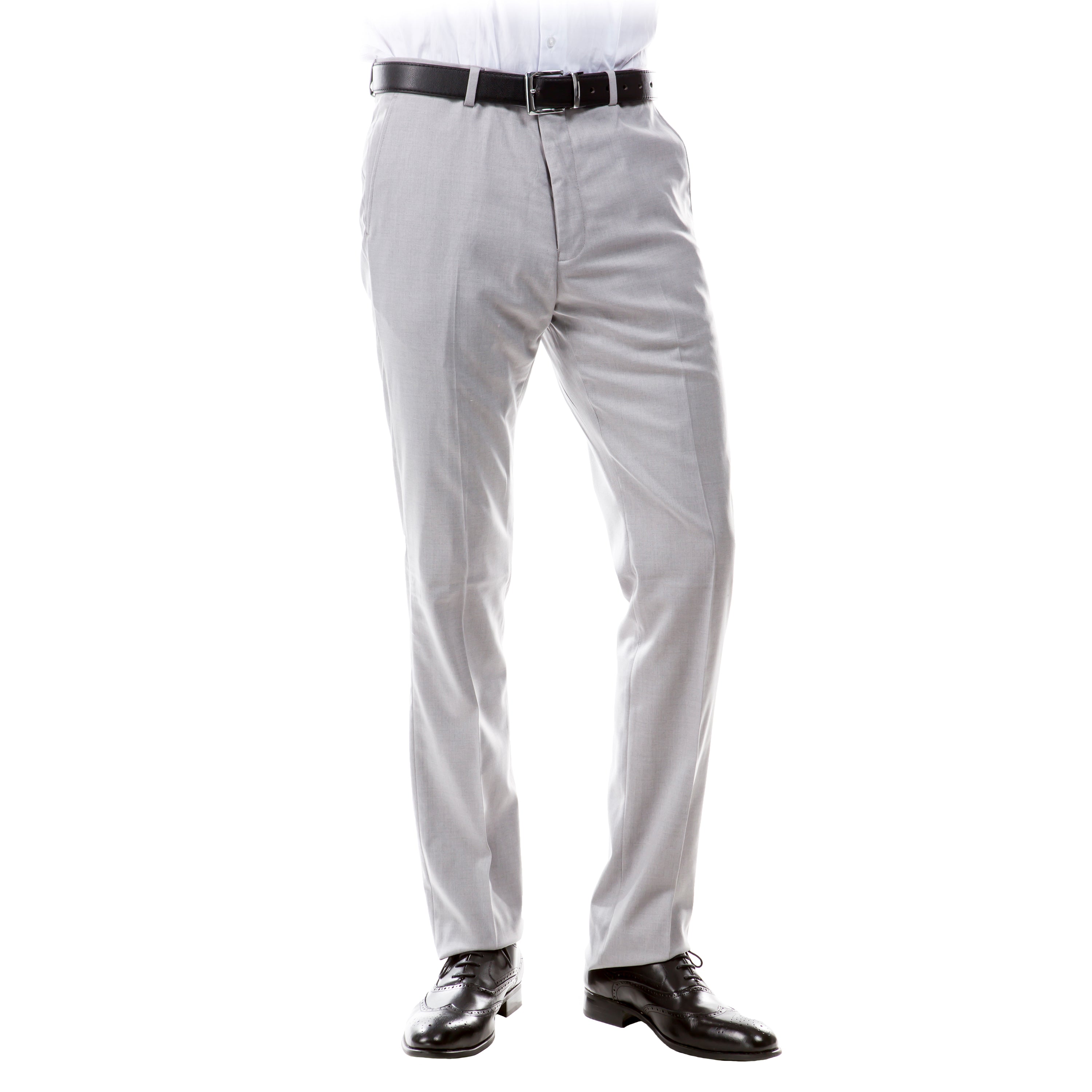 ZeGarie Men's Tailored Fit Suit Pants in Light Grey for Formal Weddings