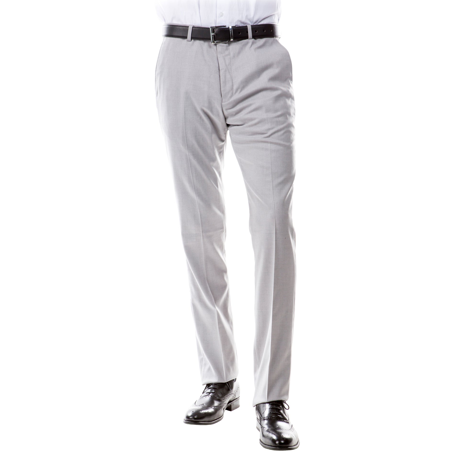 ZeGarie Men's Tailored Fit Suit Pants in Light Grey for Formal Weddings