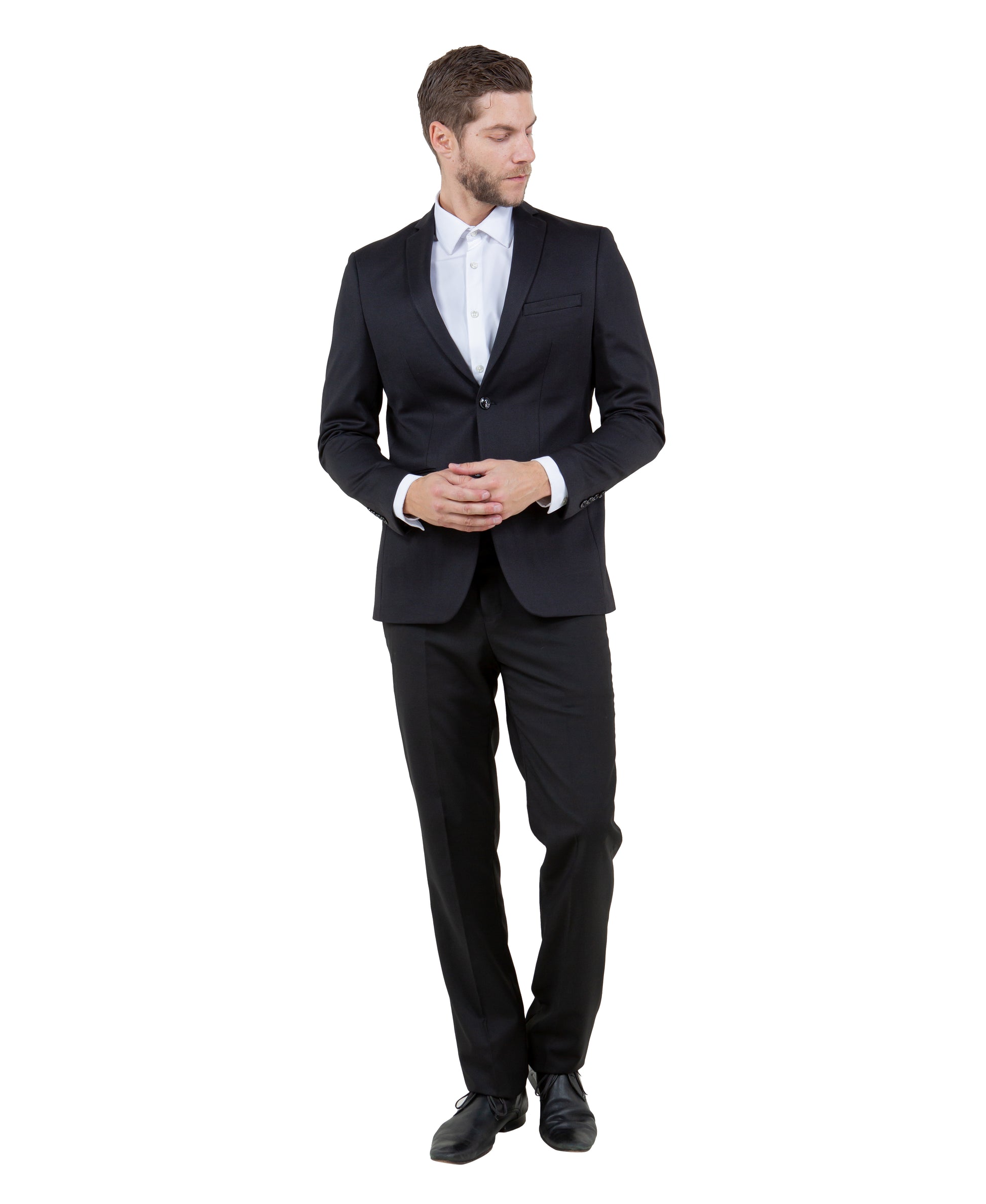 ZeGarie Men's Tailored Fit Knit Blazer in Black for Daily Office Wear