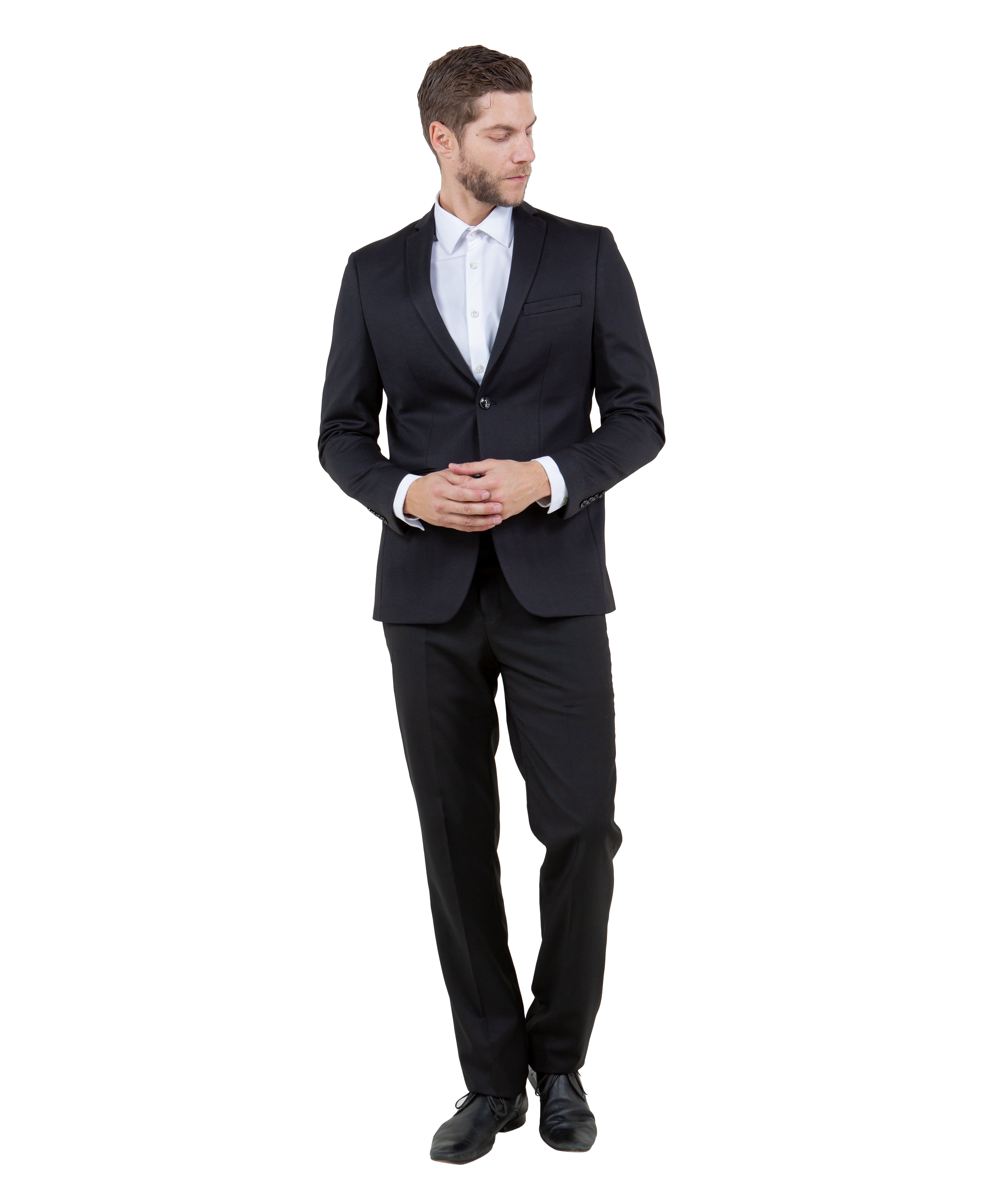 ZeGarie Men's Tailored Fit Knit Blazer in Black for Daily Office Wear