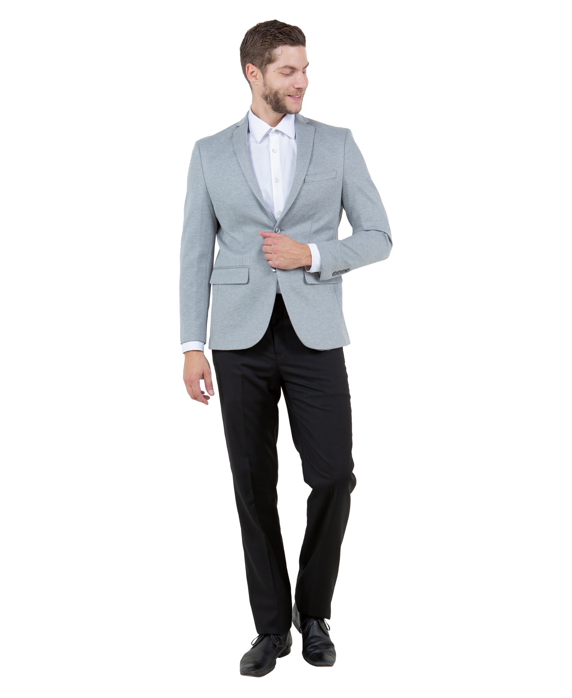 ZeGarie Men's Tailored Fit Knit Blazer in Gray for After-Hours Networking