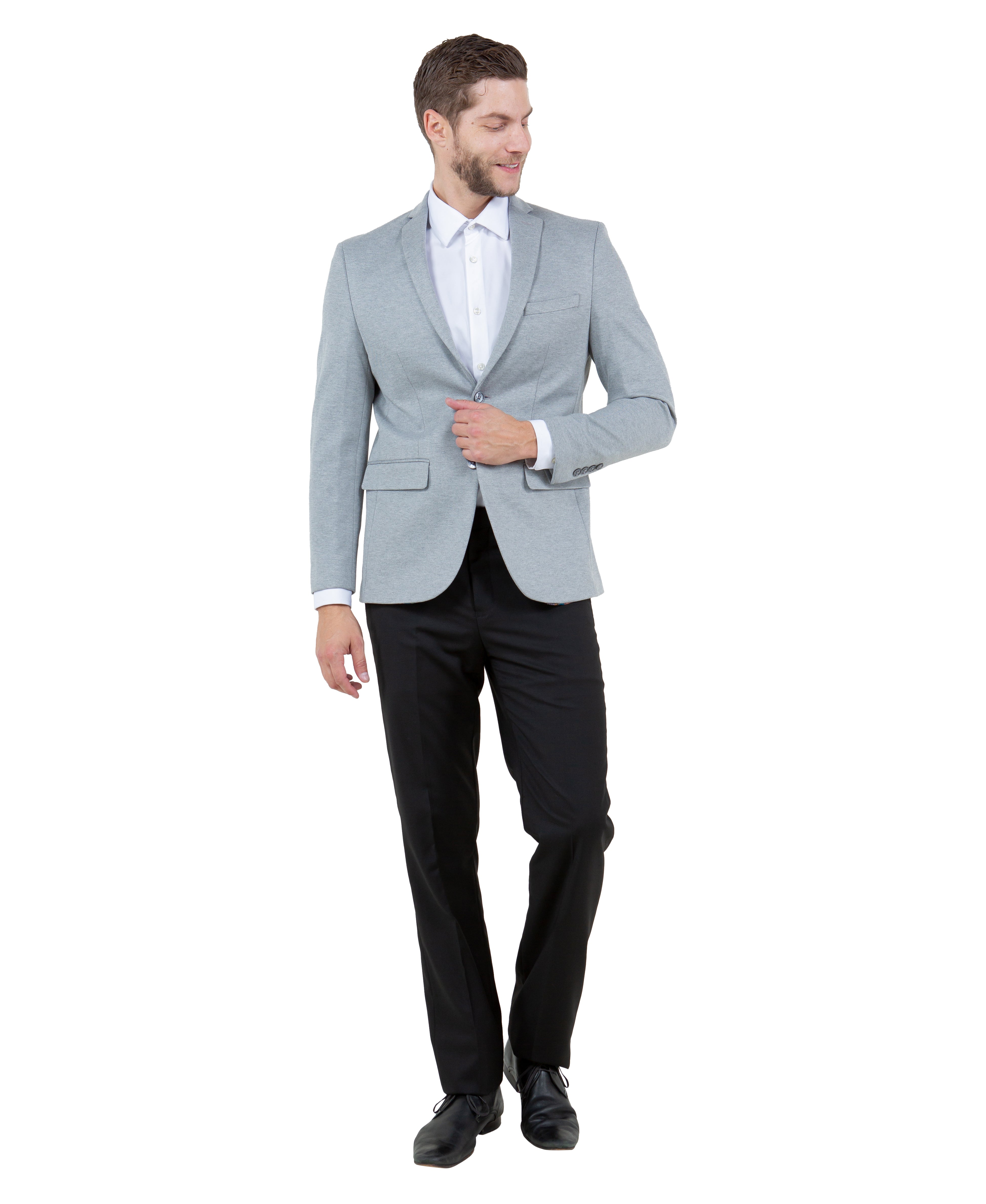 ZeGarie Men's Tailored Fit Knit Blazer in Gray for After-Hours Networking