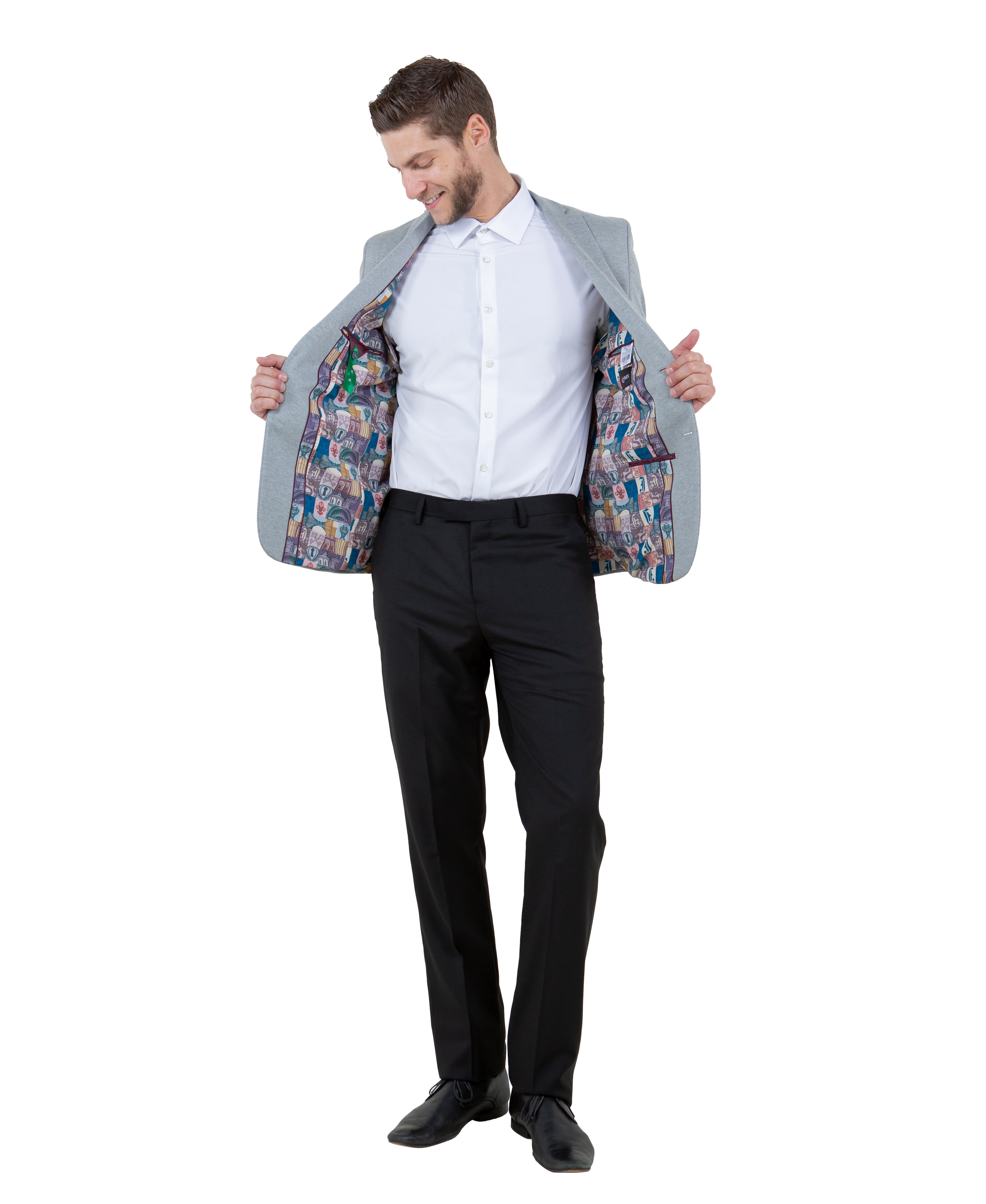 ZeGarie Men's Tailored Fit Knit Blazer in Gray for After-Hours Networking