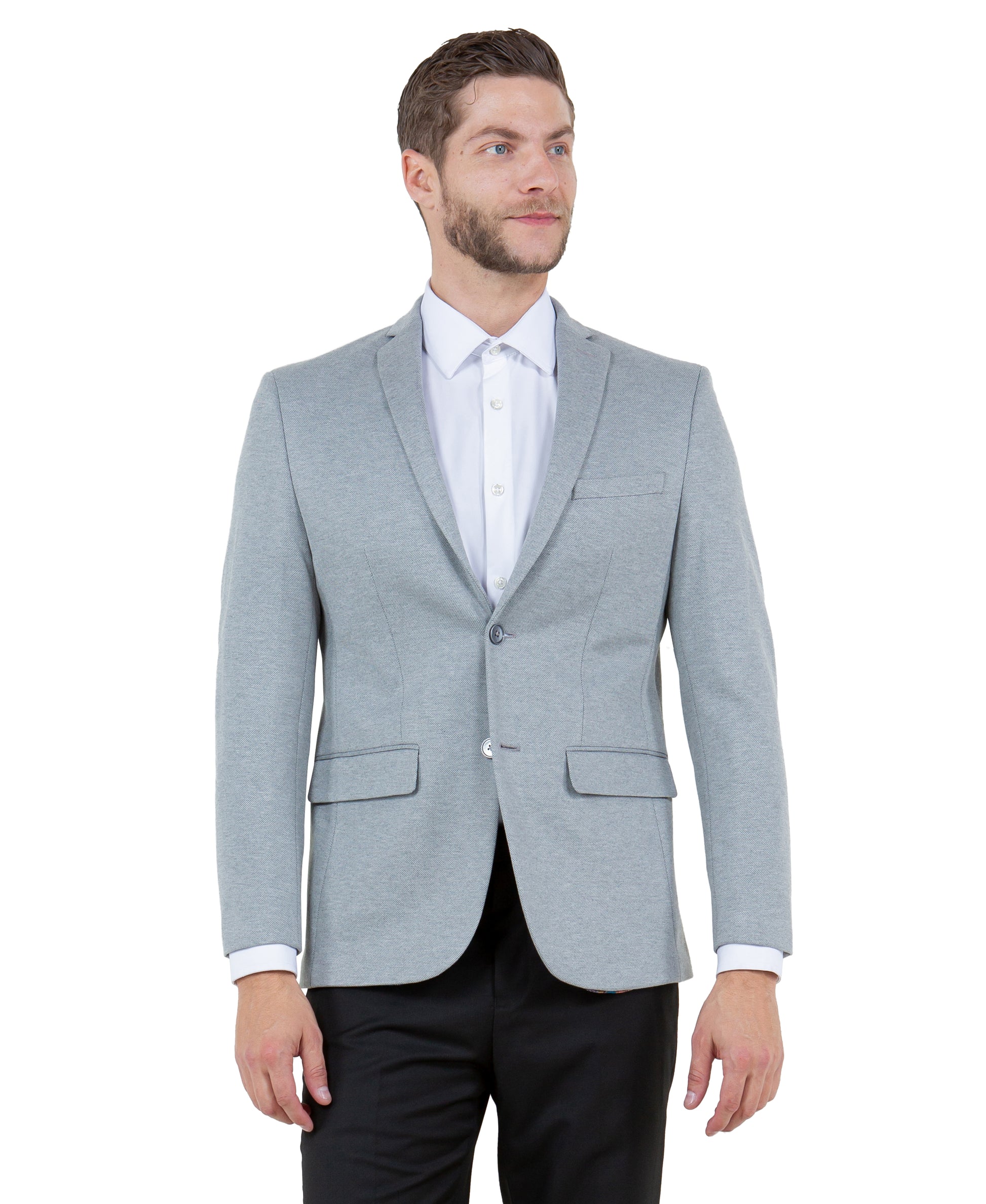 ZeGarie Men's Tailored Fit Knit Blazer in Gray for After-Hours Networking