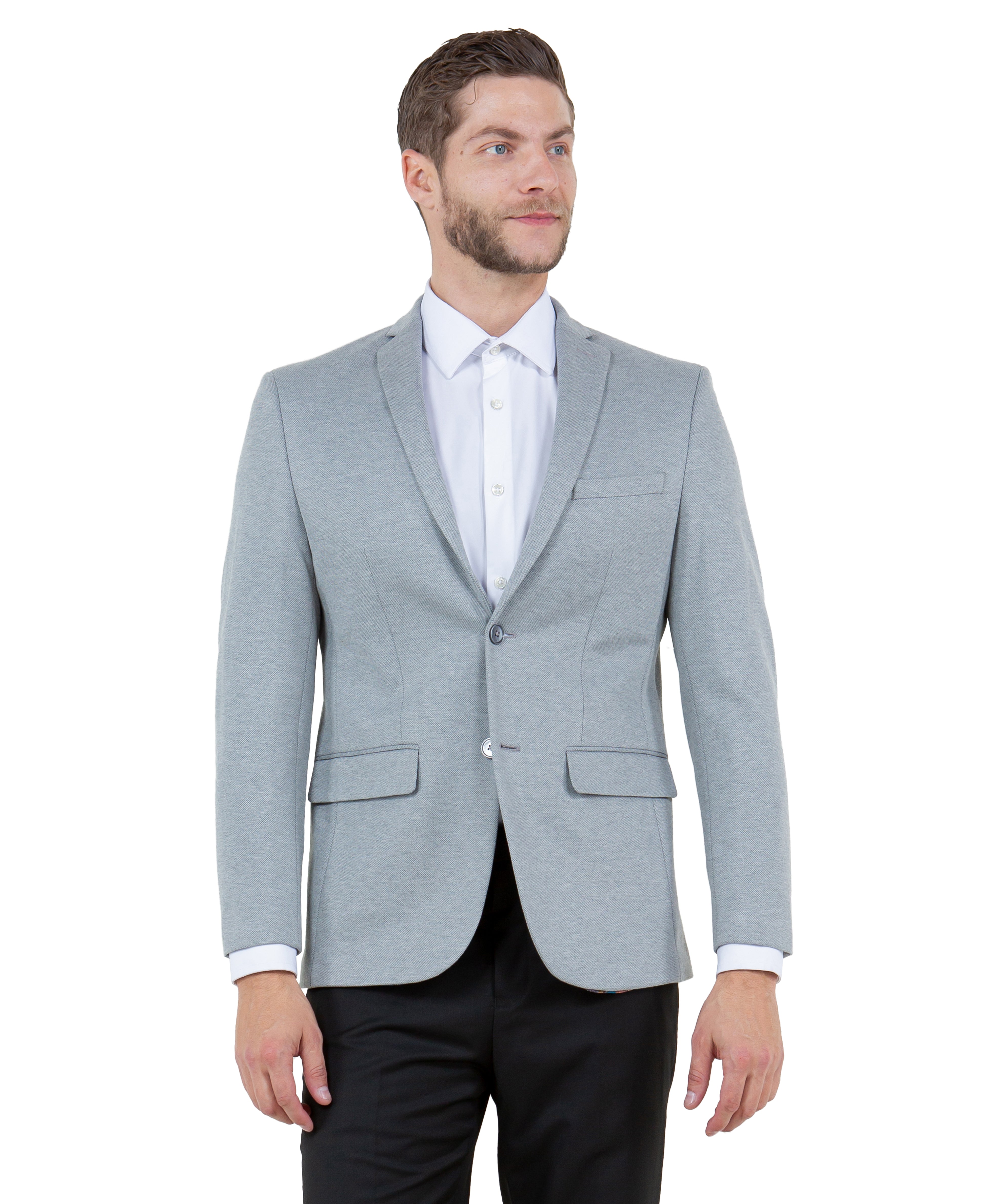 ZeGarie Men's Tailored Fit Knit Blazer in Gray for After-Hours Networking