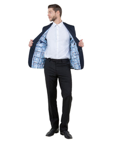 ZeGarie Men's Tailored Fit Knit Blazer in Navy for Business Casual Meetings