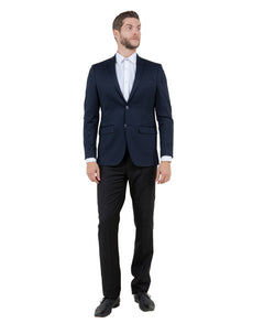 ZeGarie Men's Tailored Fit Knit Blazer in Navy for Business Casual Meetings