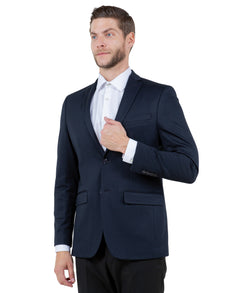 ZeGarie Men's Tailored Fit Knit Blazer in Navy for Business Casual Meetings