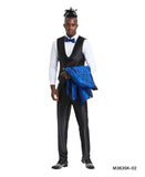 Tazio Skinny Fit Paisley Shawl Collar Suit, Blue / Black