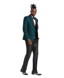 Tazio Skinny Fit Paisley Shawl Collar Suit, Hunter / Black