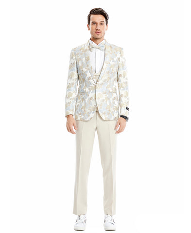 Tazio Skinny Fit Floral Suit, Floral Tan
